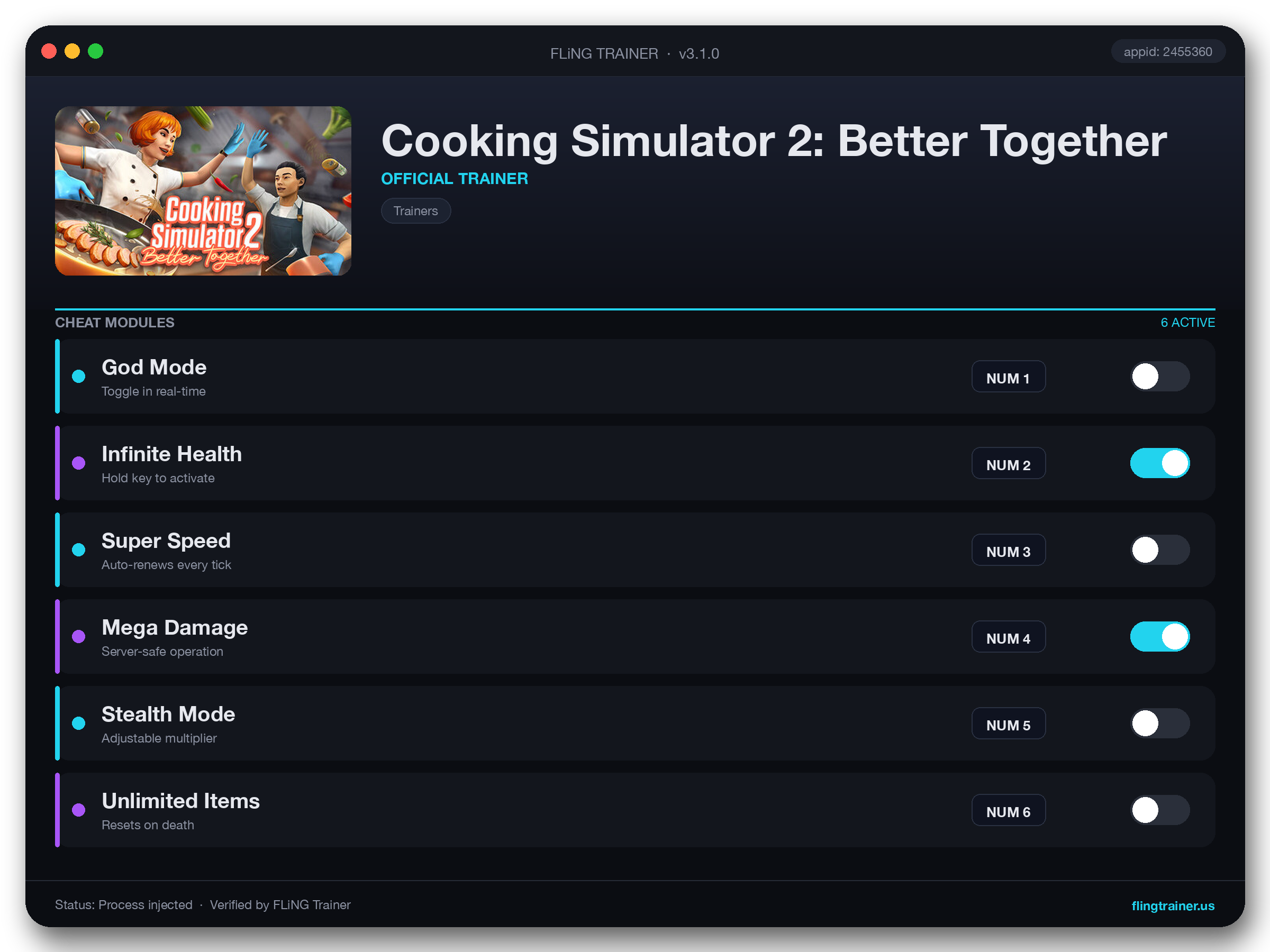 Cooking Simulator 2: Better Together Trainer interface