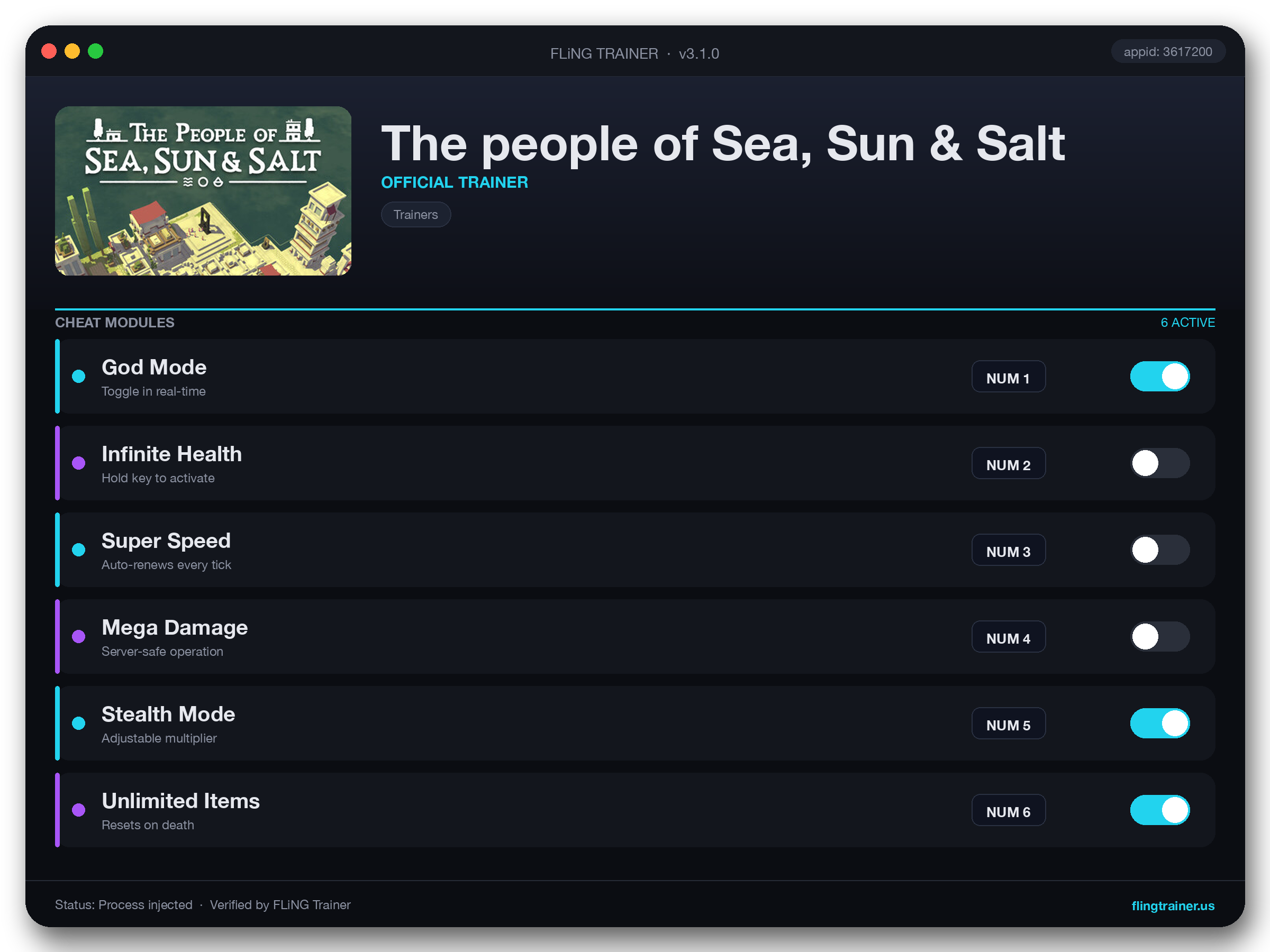 The people of Sea, Sun & Salt Trainer interface