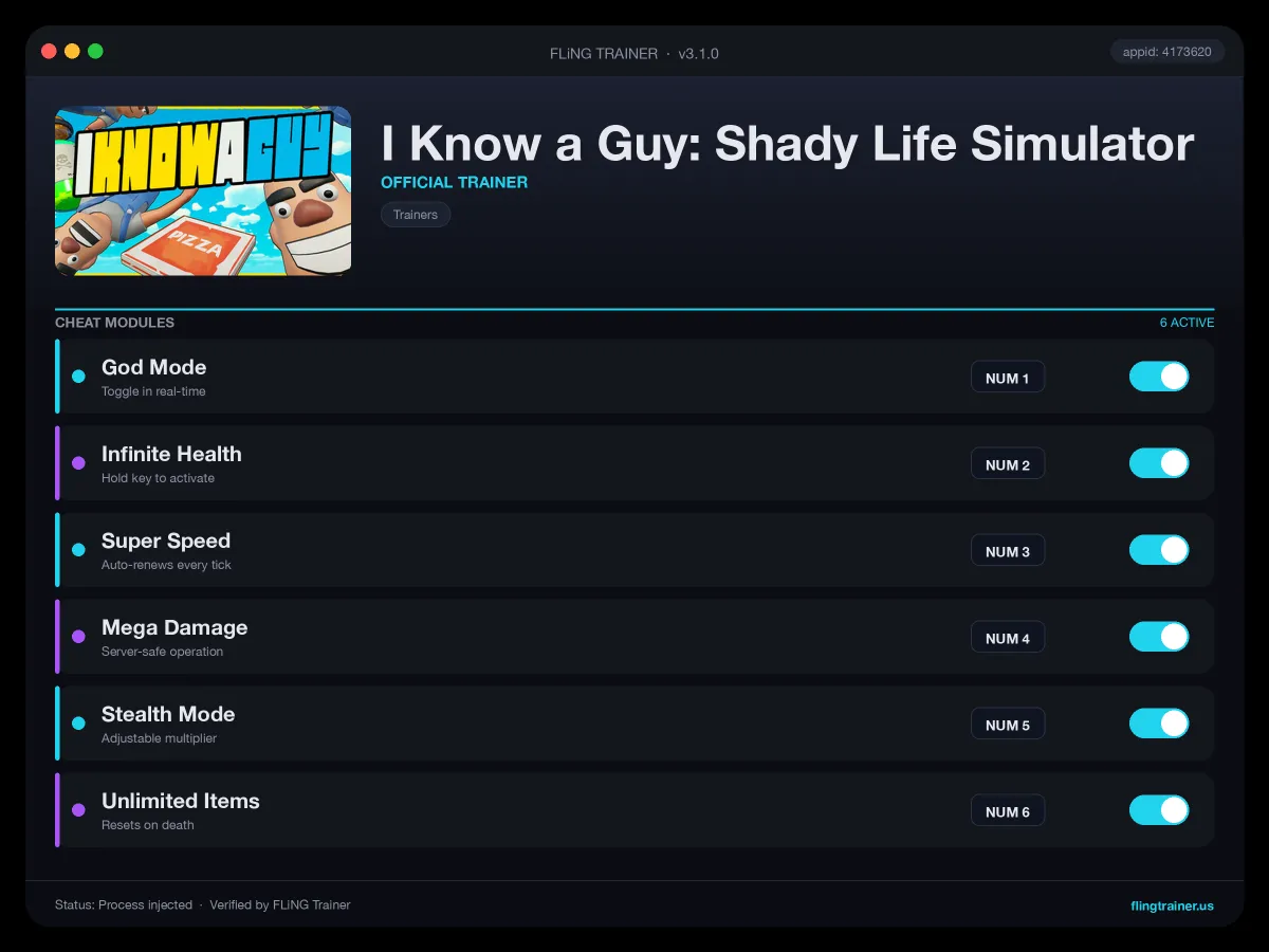 I Know a Guy: Shady Life Simulator Trainer interface