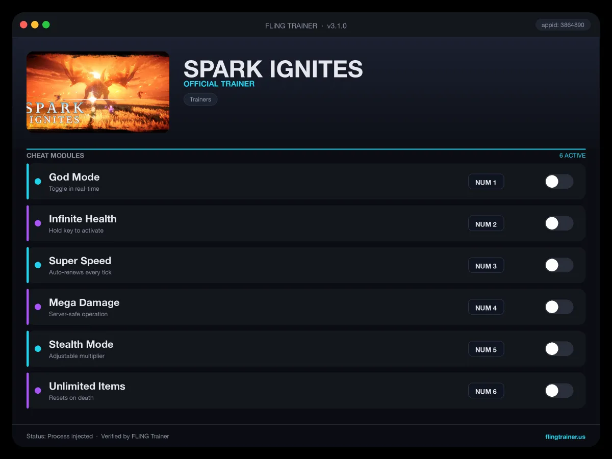 SPARK IGNITES Trainer interface