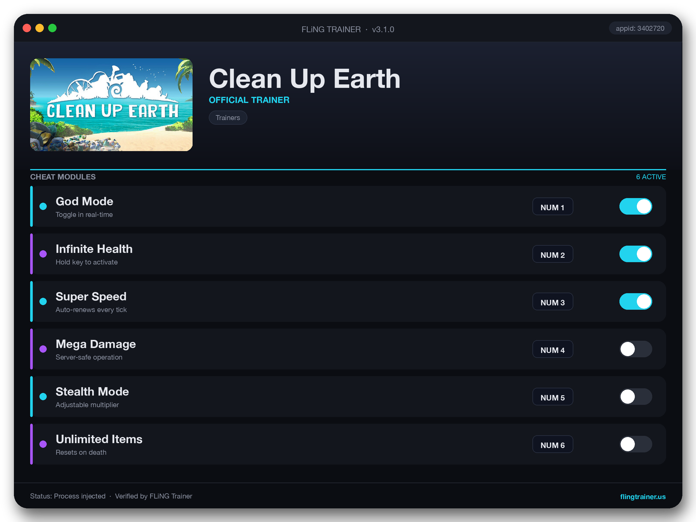 Clean Up Earth Trainer interface