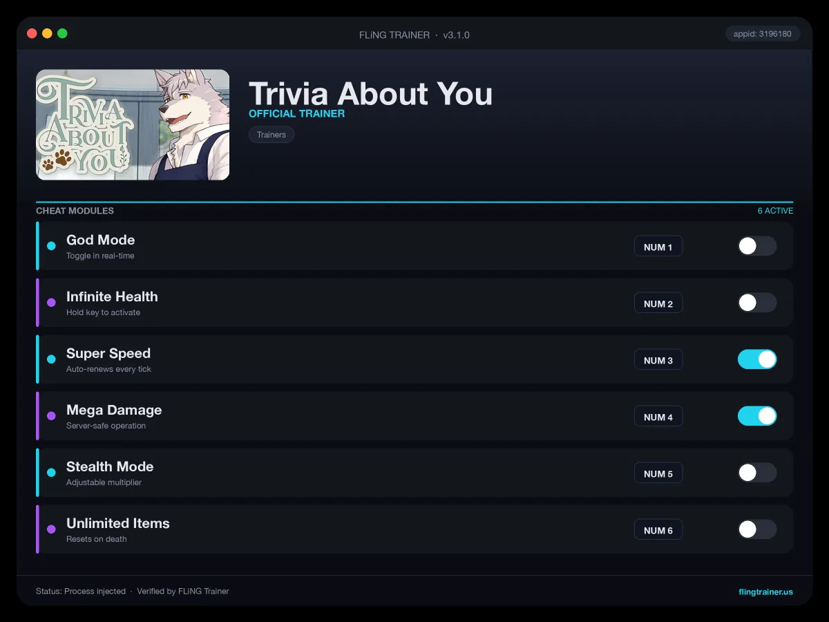 Trivia About You Trainer interface