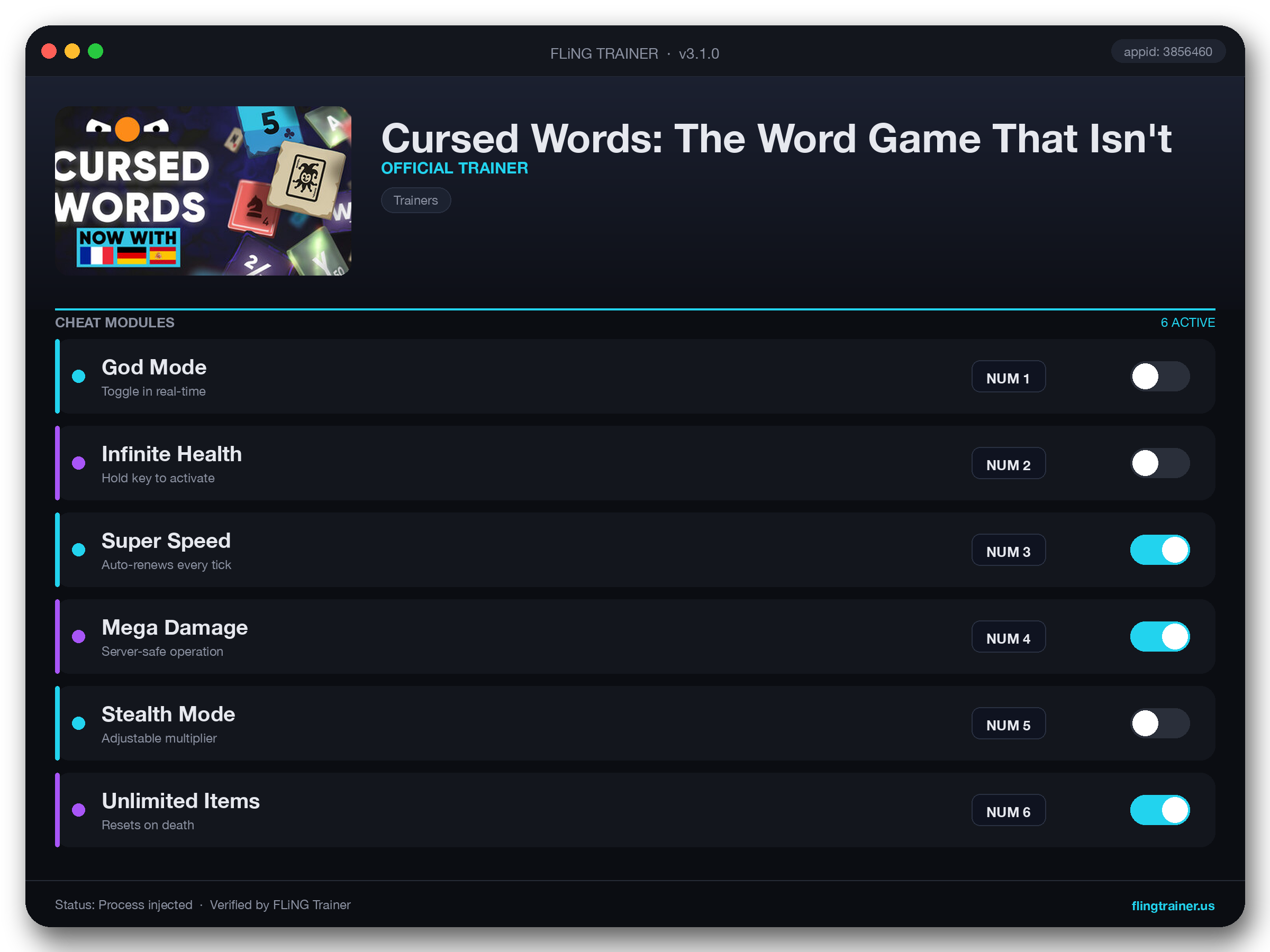 Cursed Words: The Word Game That Isn't Trainer interface