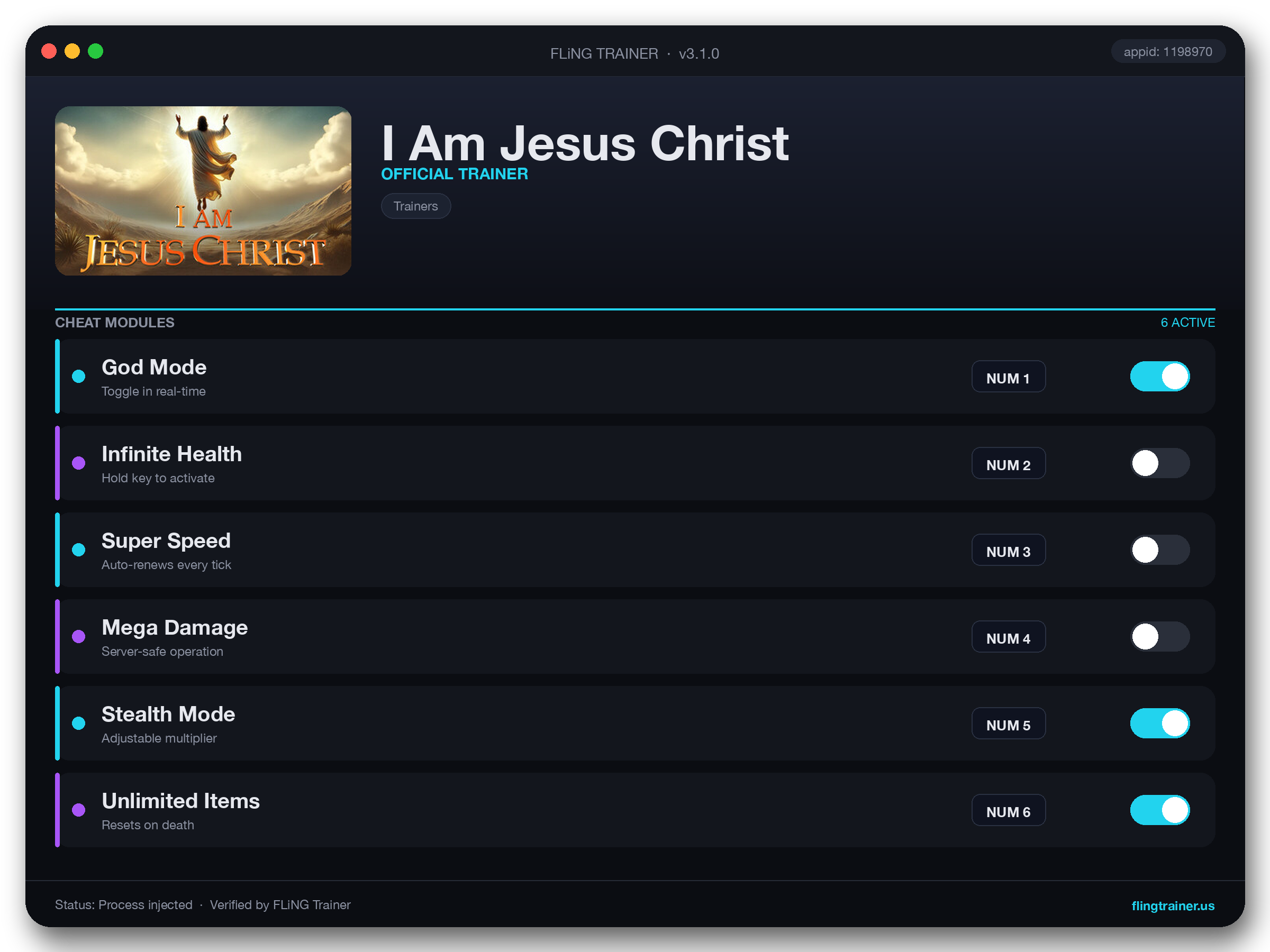 I Am Jesus Christ Trainer interface
