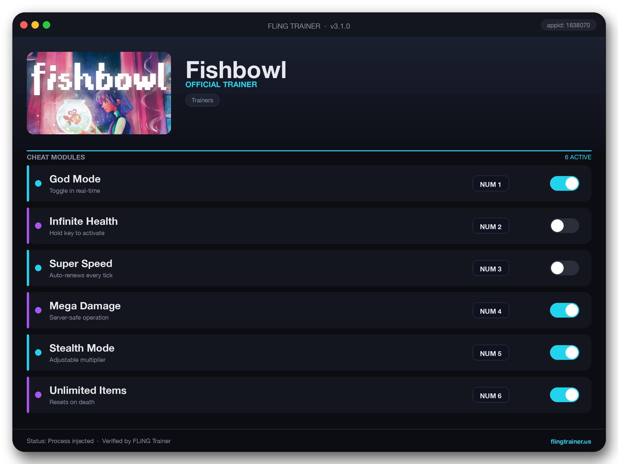 Fishbowl Trainer interface