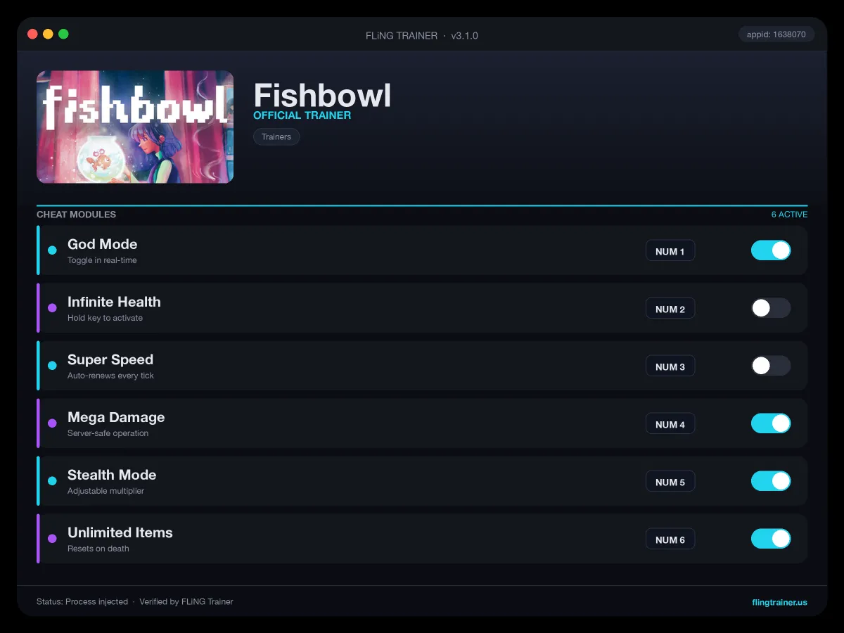 Fishbowl Trainer interface