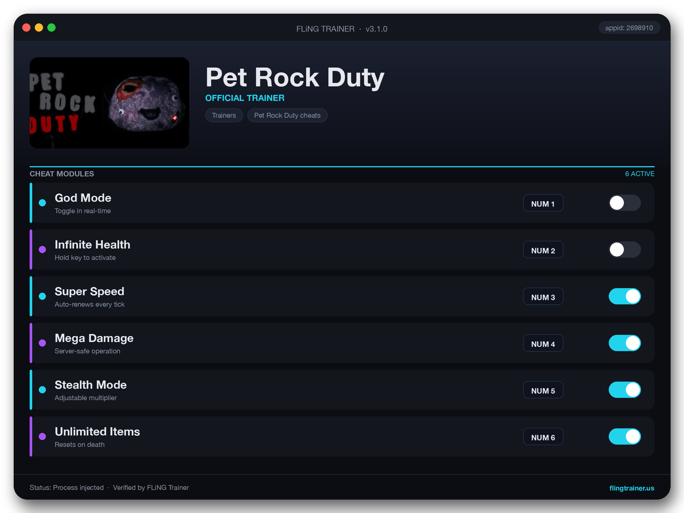 Pet Rock Duty Trainer interface