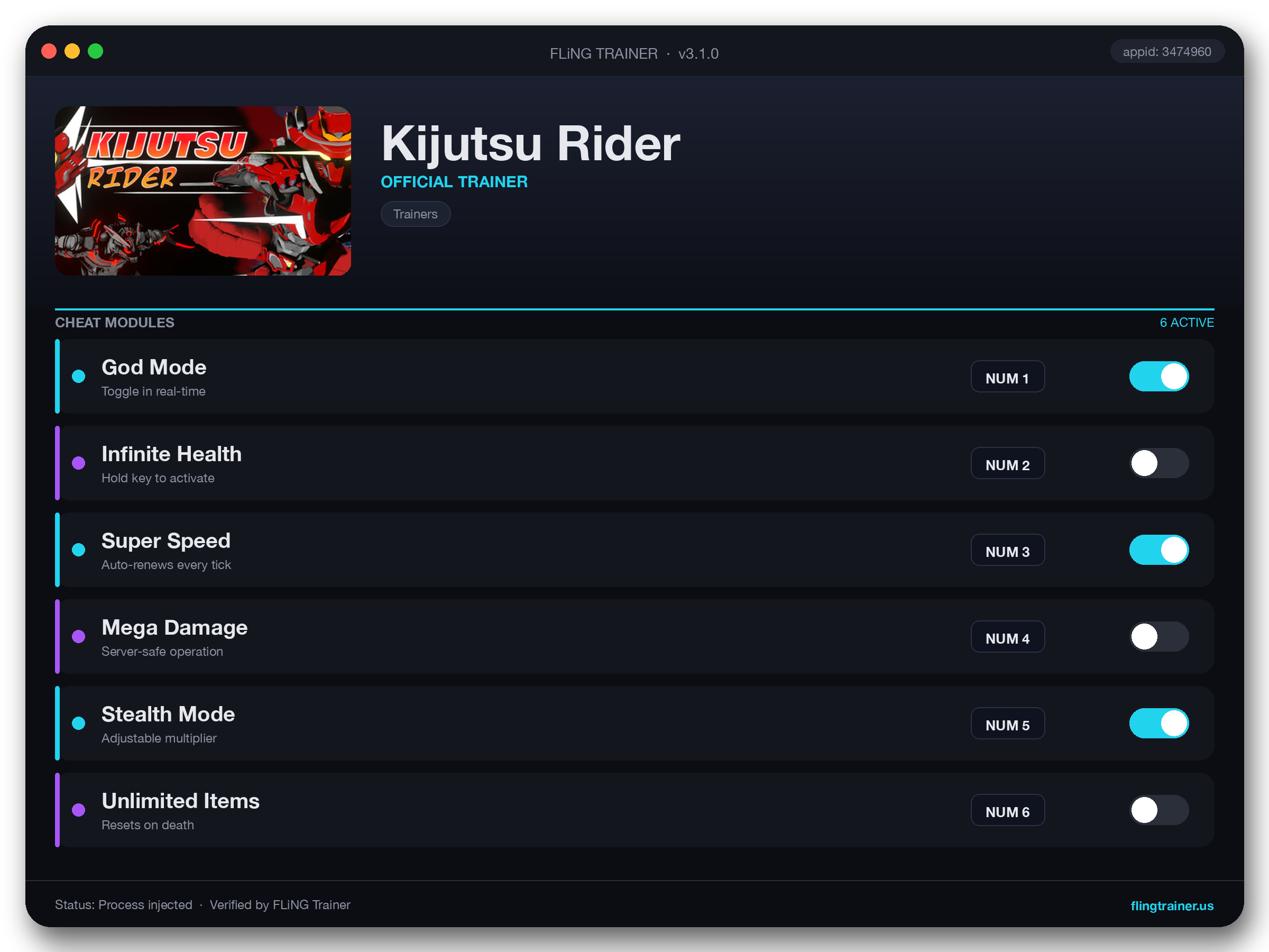 Kijutsu Rider Trainer interface