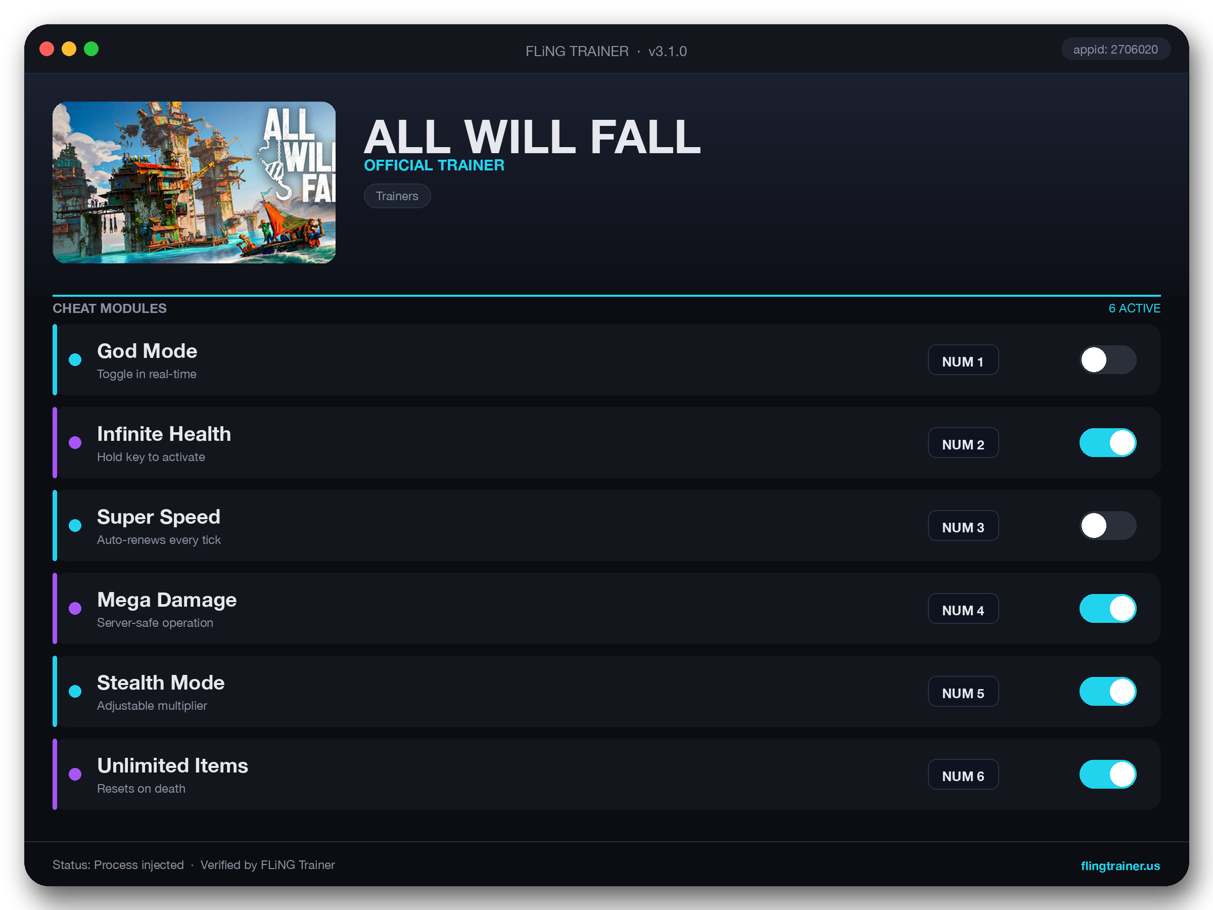 ALL WILL FALL Trainer interface