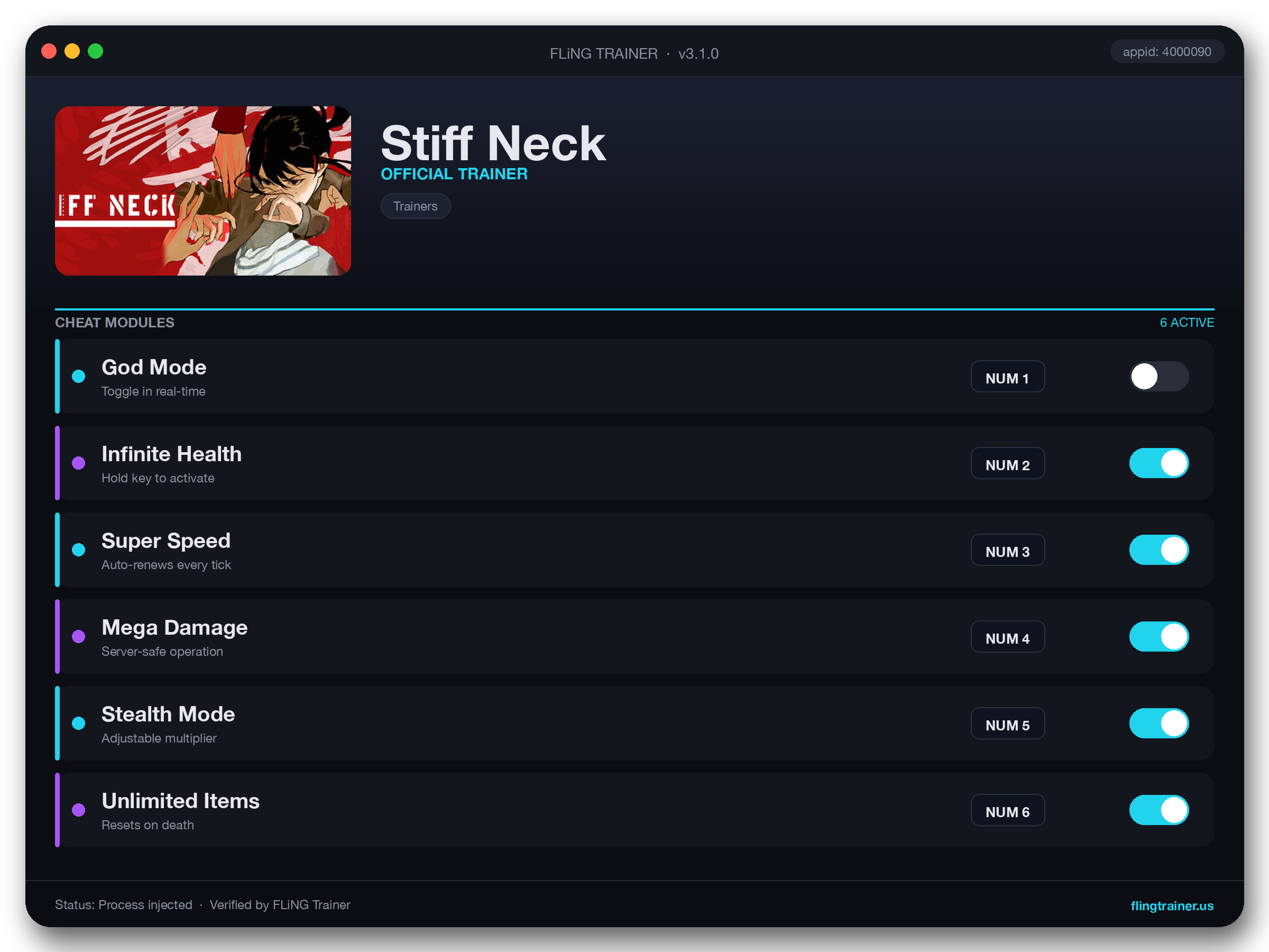 Stiff Neck Trainer interface