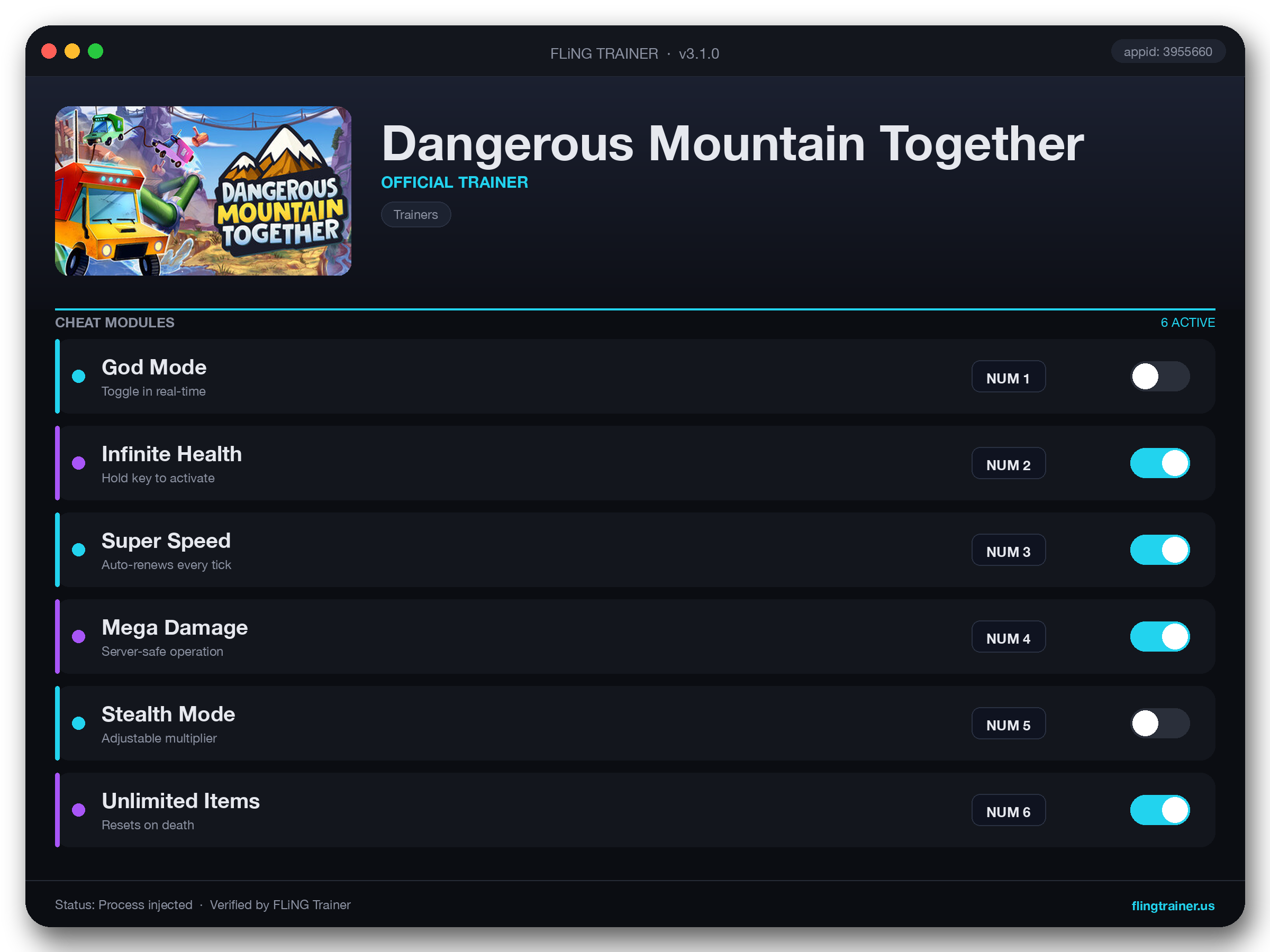 Dangerous Mountain Together Trainer interface