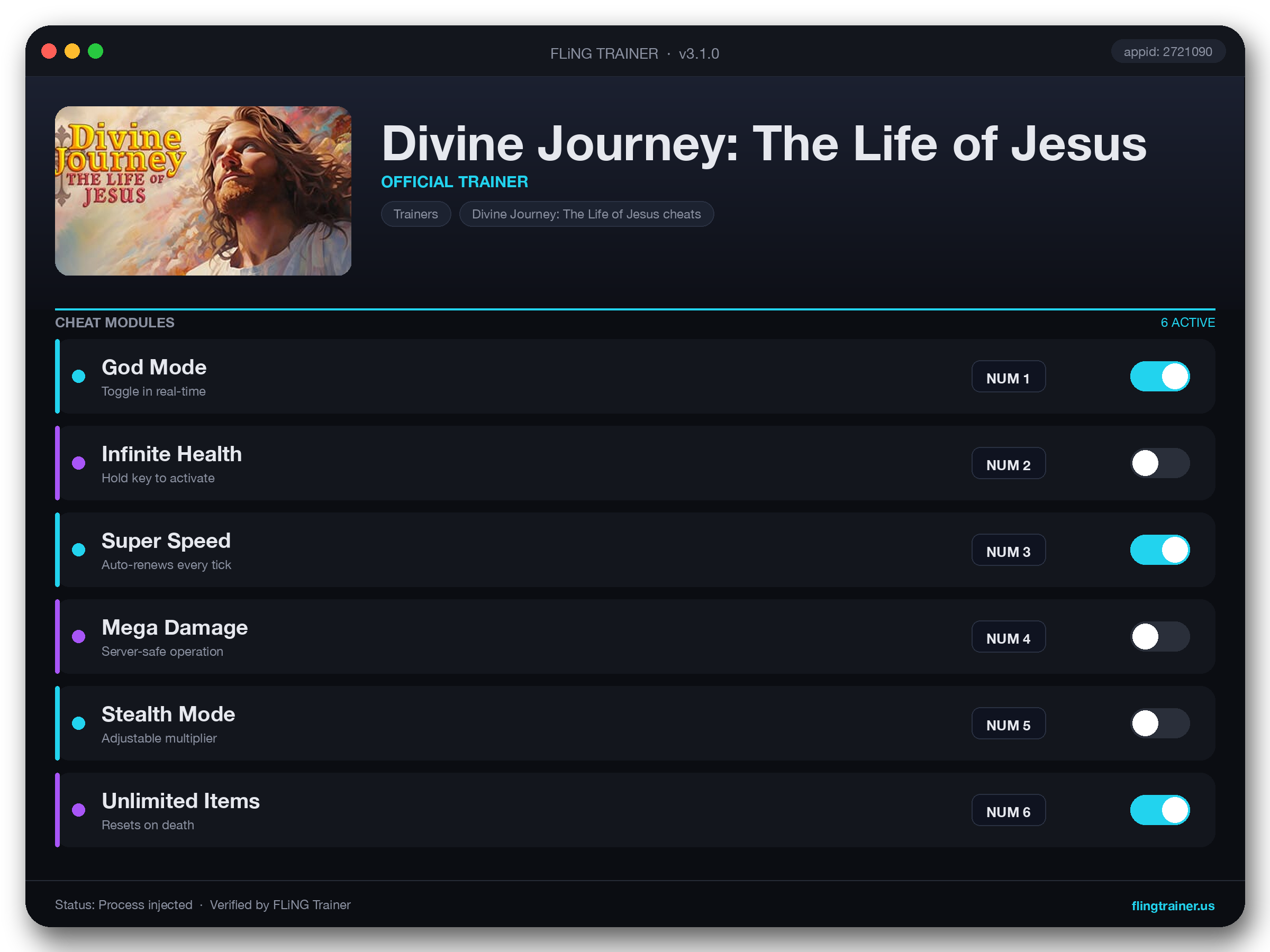 Divine Journey: The Life of Jesus Trainer interface