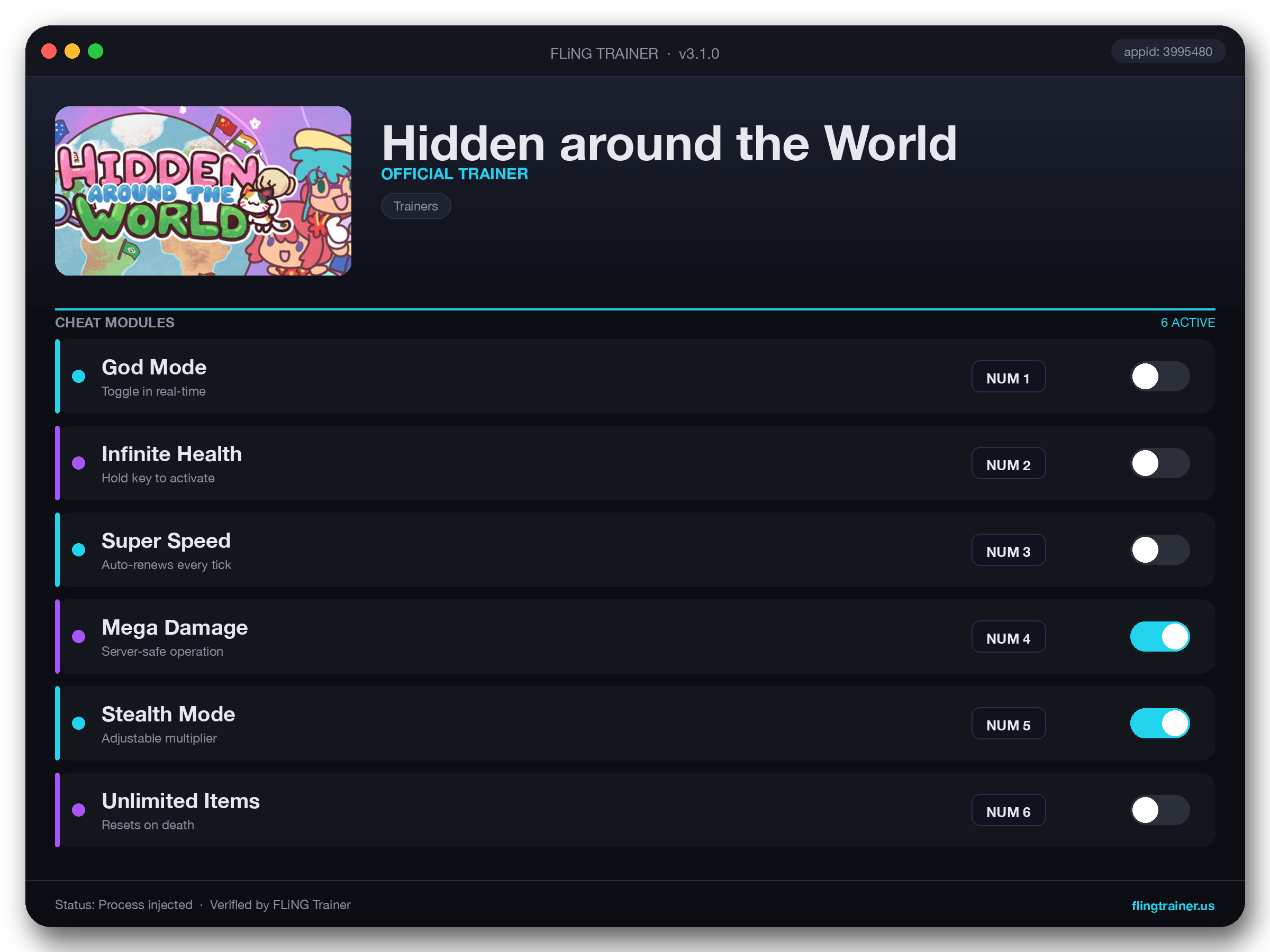 Hidden around the World Trainer interface