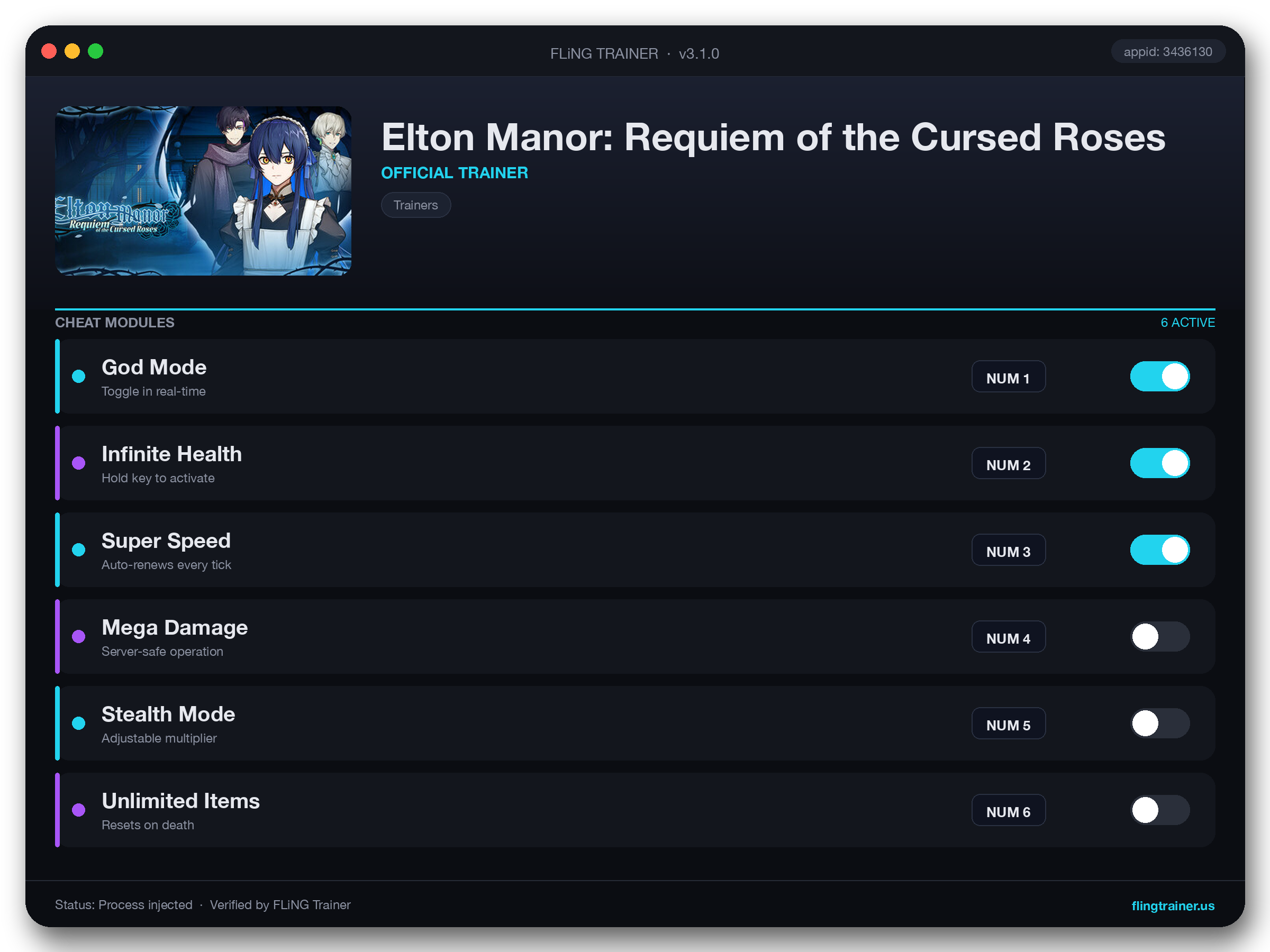 Elton Manor: Requiem of the Cursed Roses Trainer interface