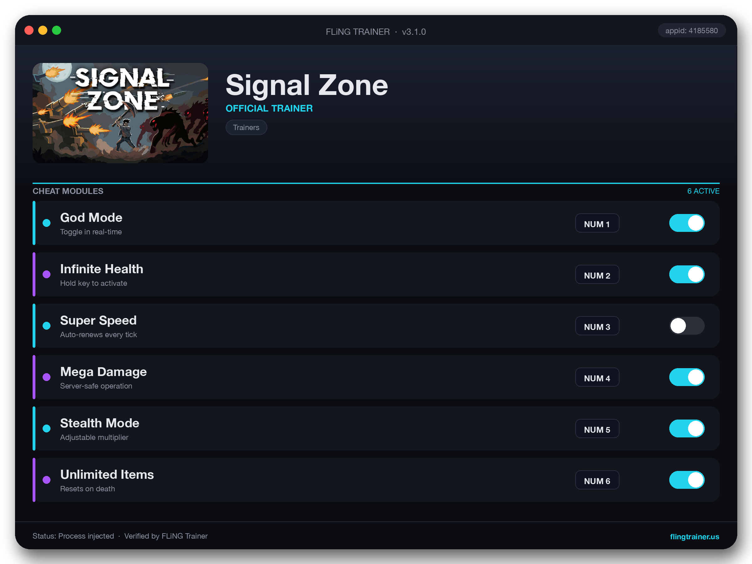 Signal Zone Trainer interface