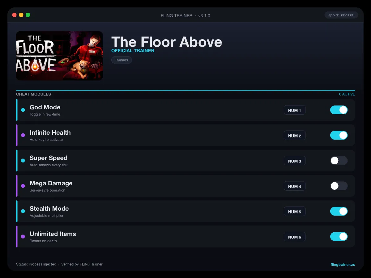 The Floor Above Trainer interface