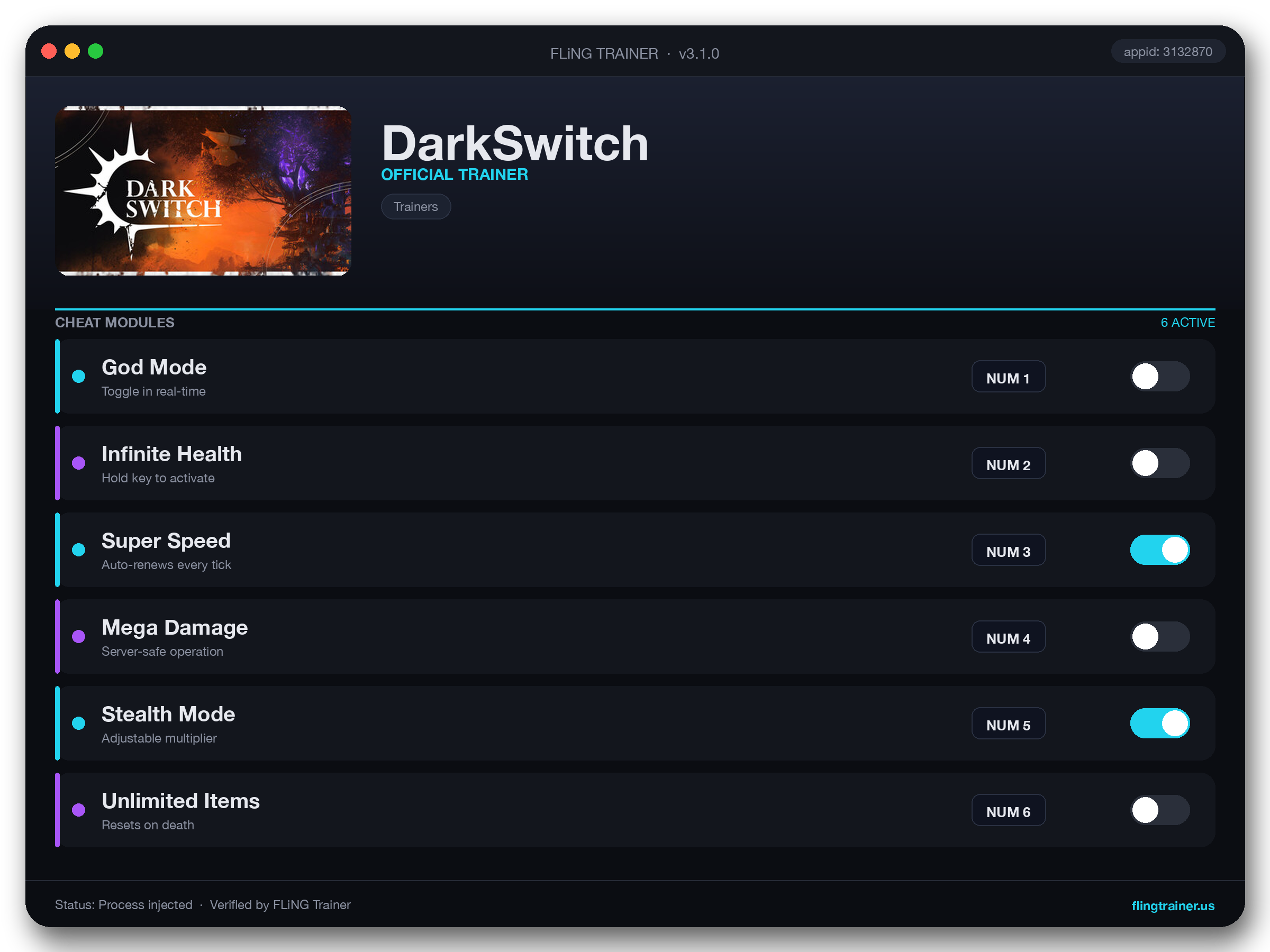 DarkSwitch Trainer interface