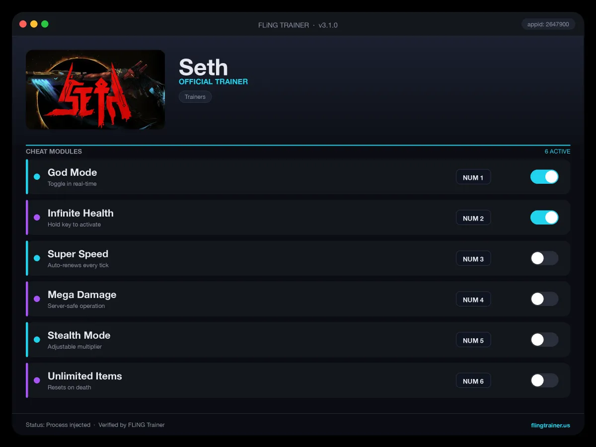 Seth Trainer interface