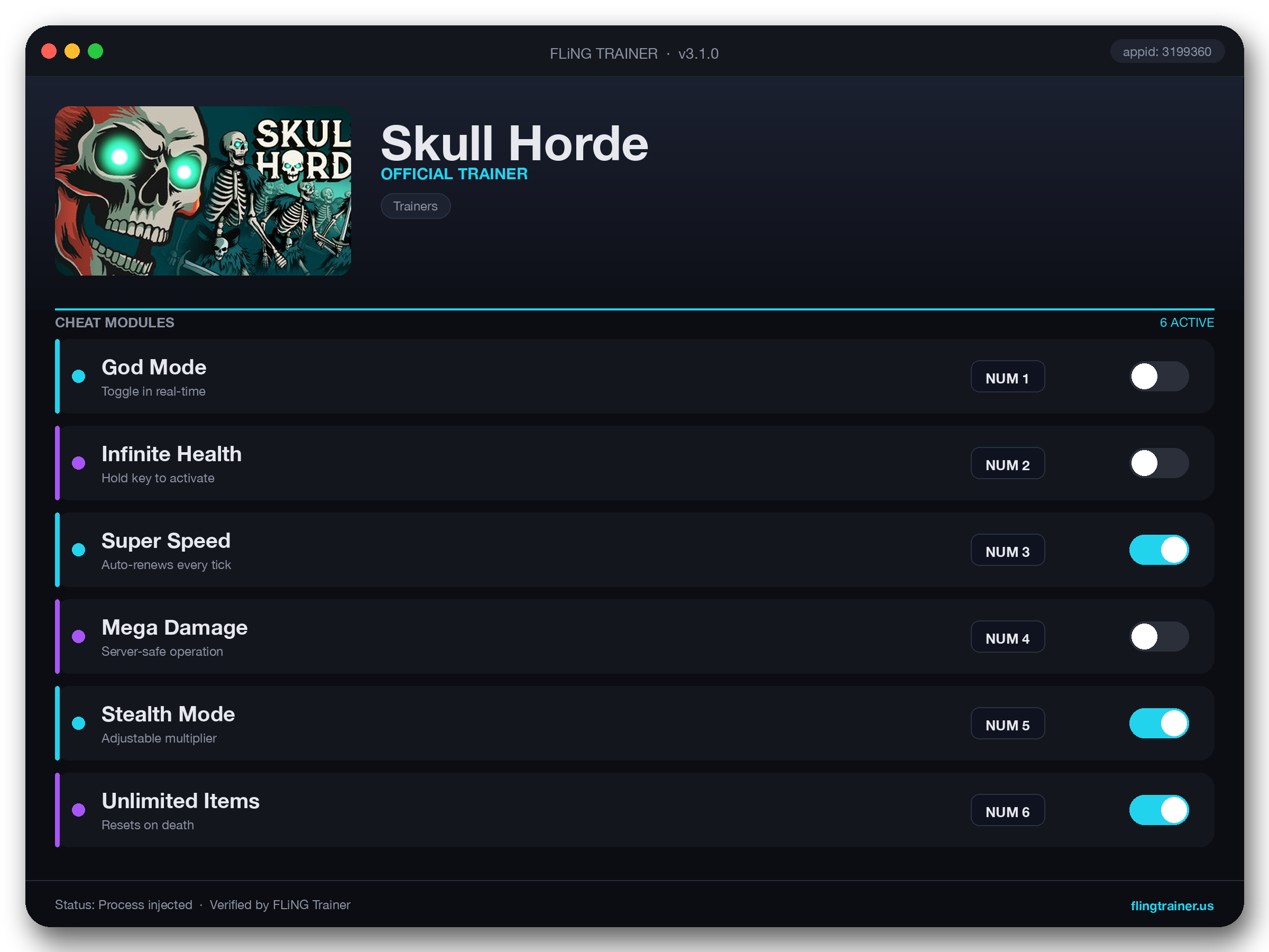 Skull Horde Trainer interface