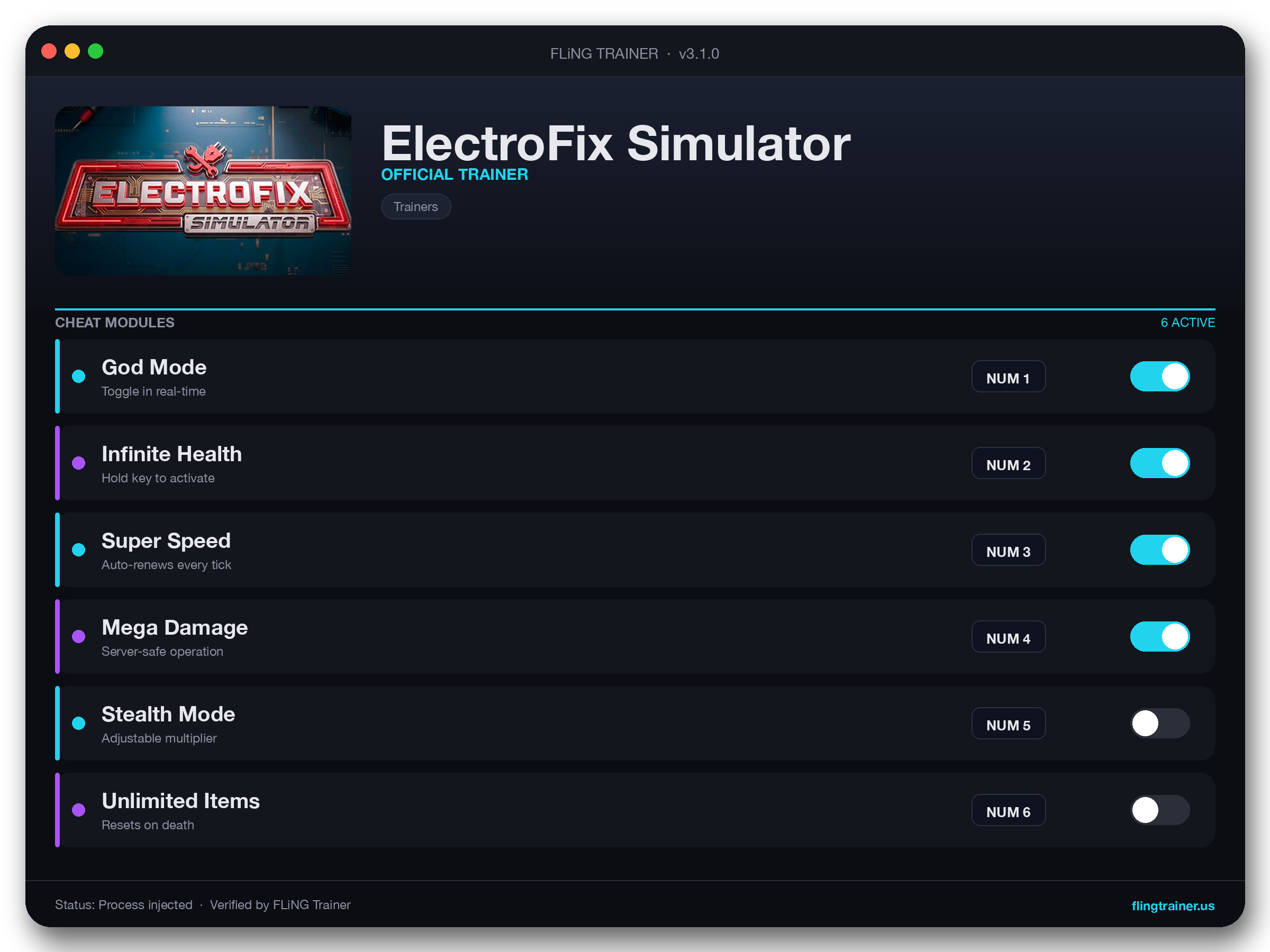 ElectroFix Simulator Trainer interface