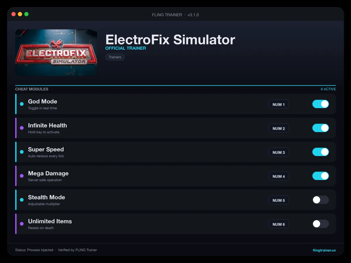 ElectroFix Simulator Trainer interface