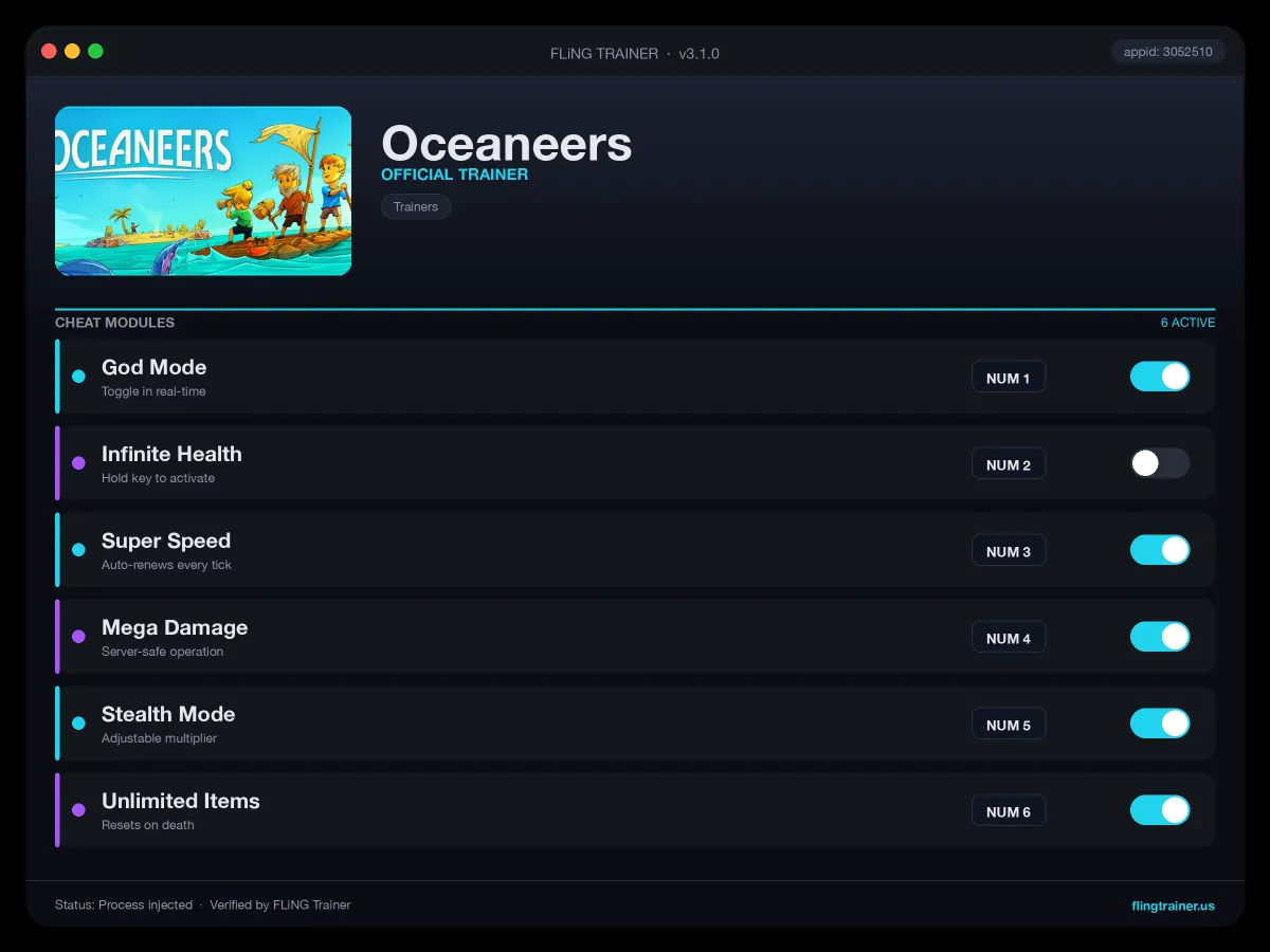 Oceaneers Trainer interface