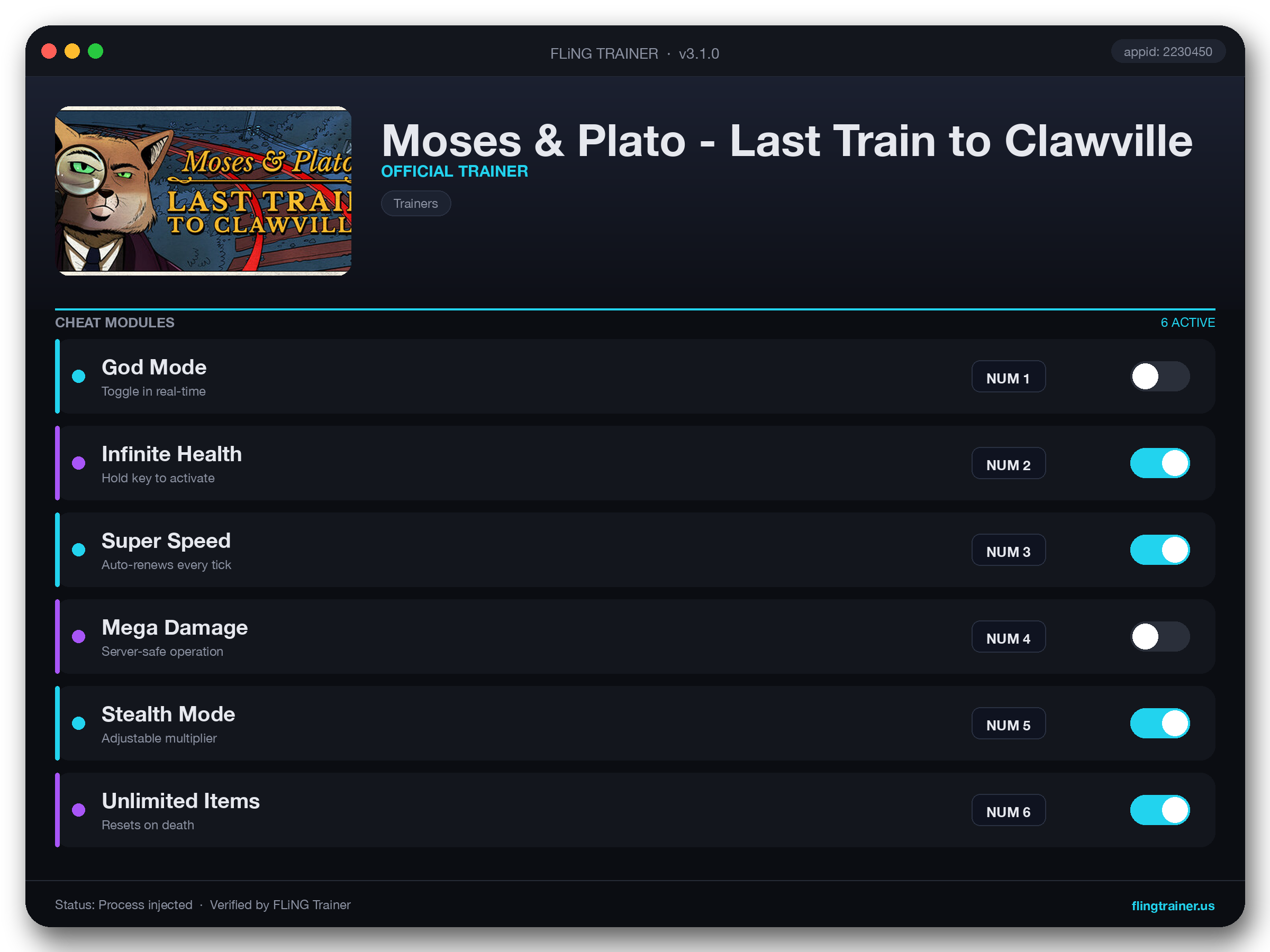 Moses & Plato - Last Train to Clawville Trainer interface