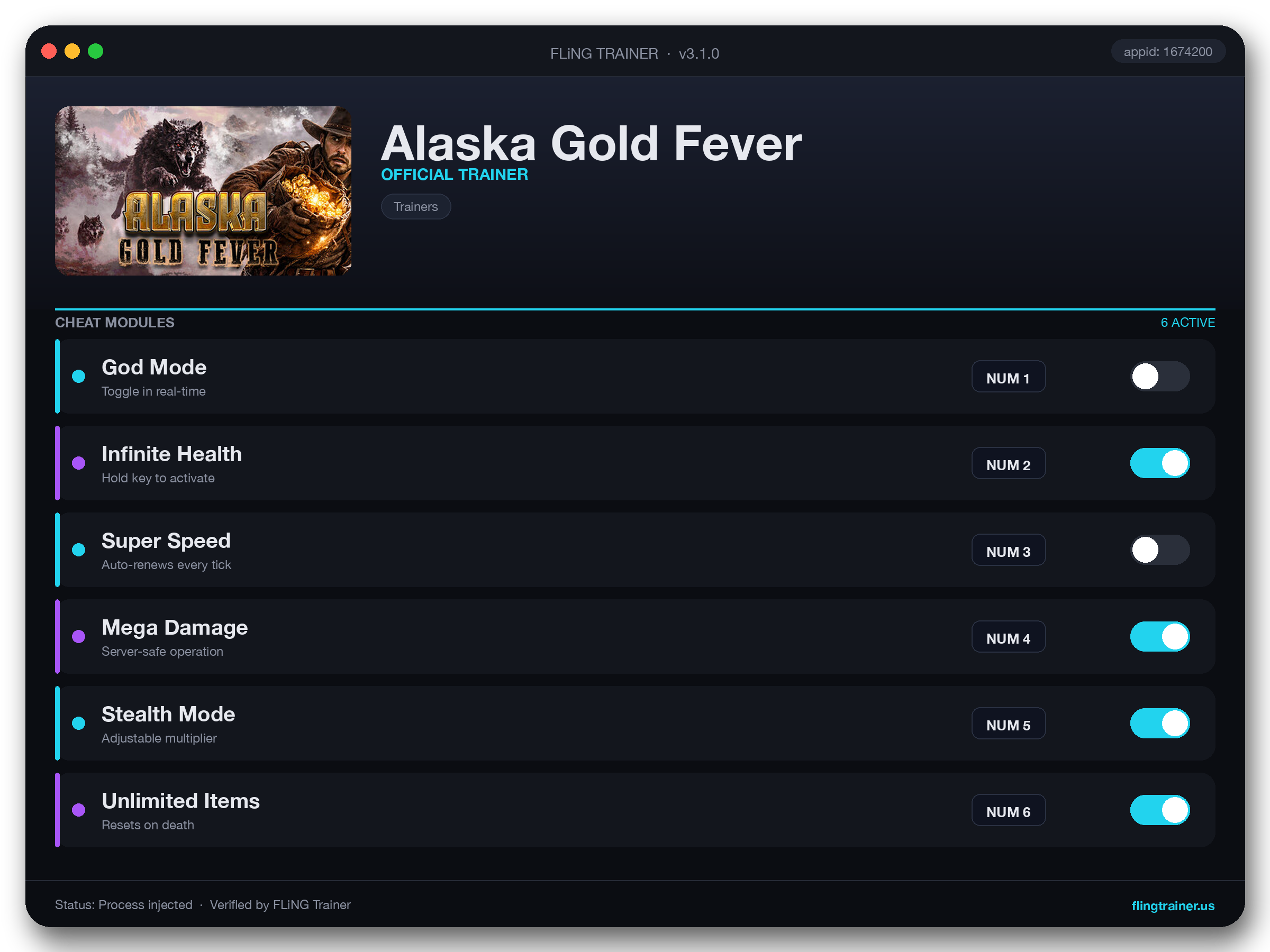 Alaska Gold Fever Trainer interface