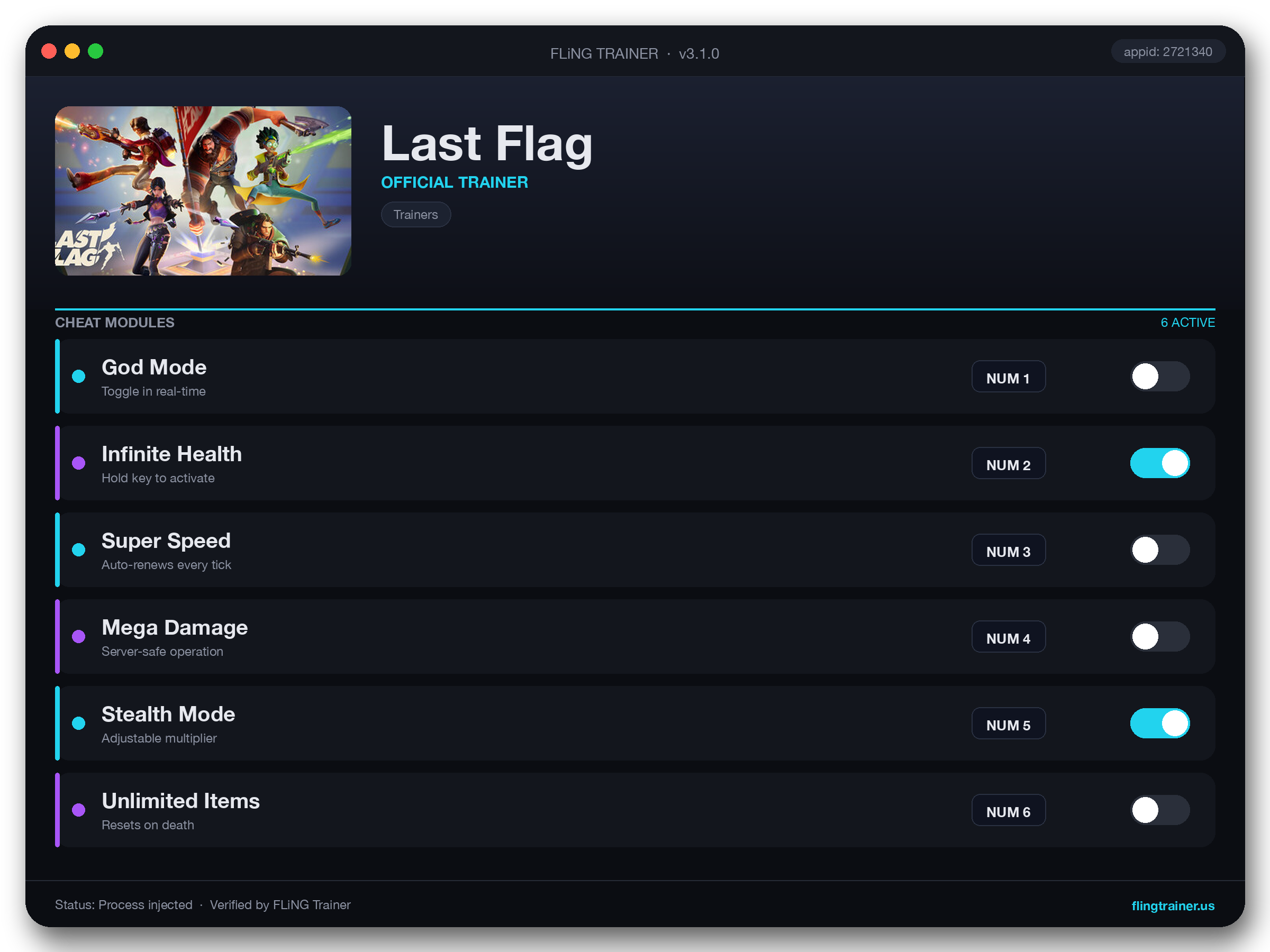 Last Flag Trainer interface