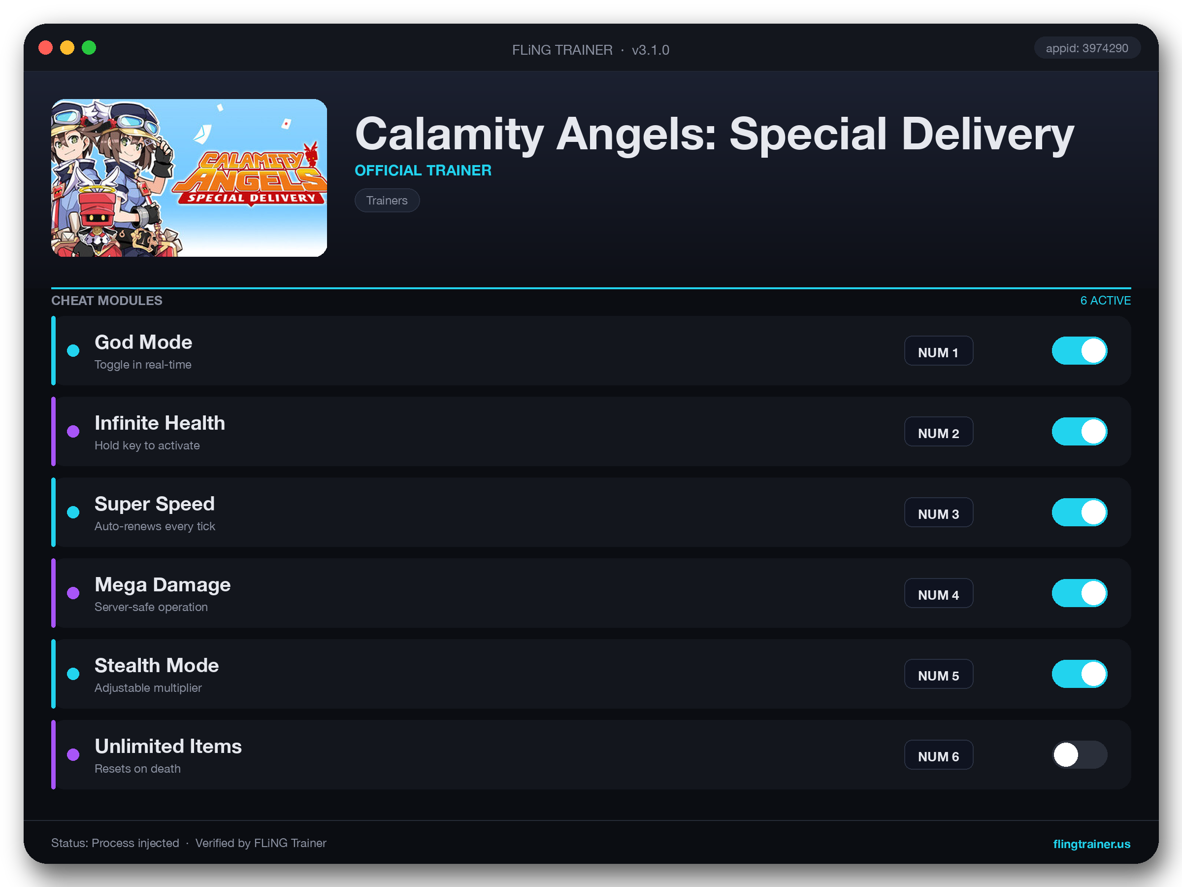 Calamity Angels: Special Delivery Trainer interface