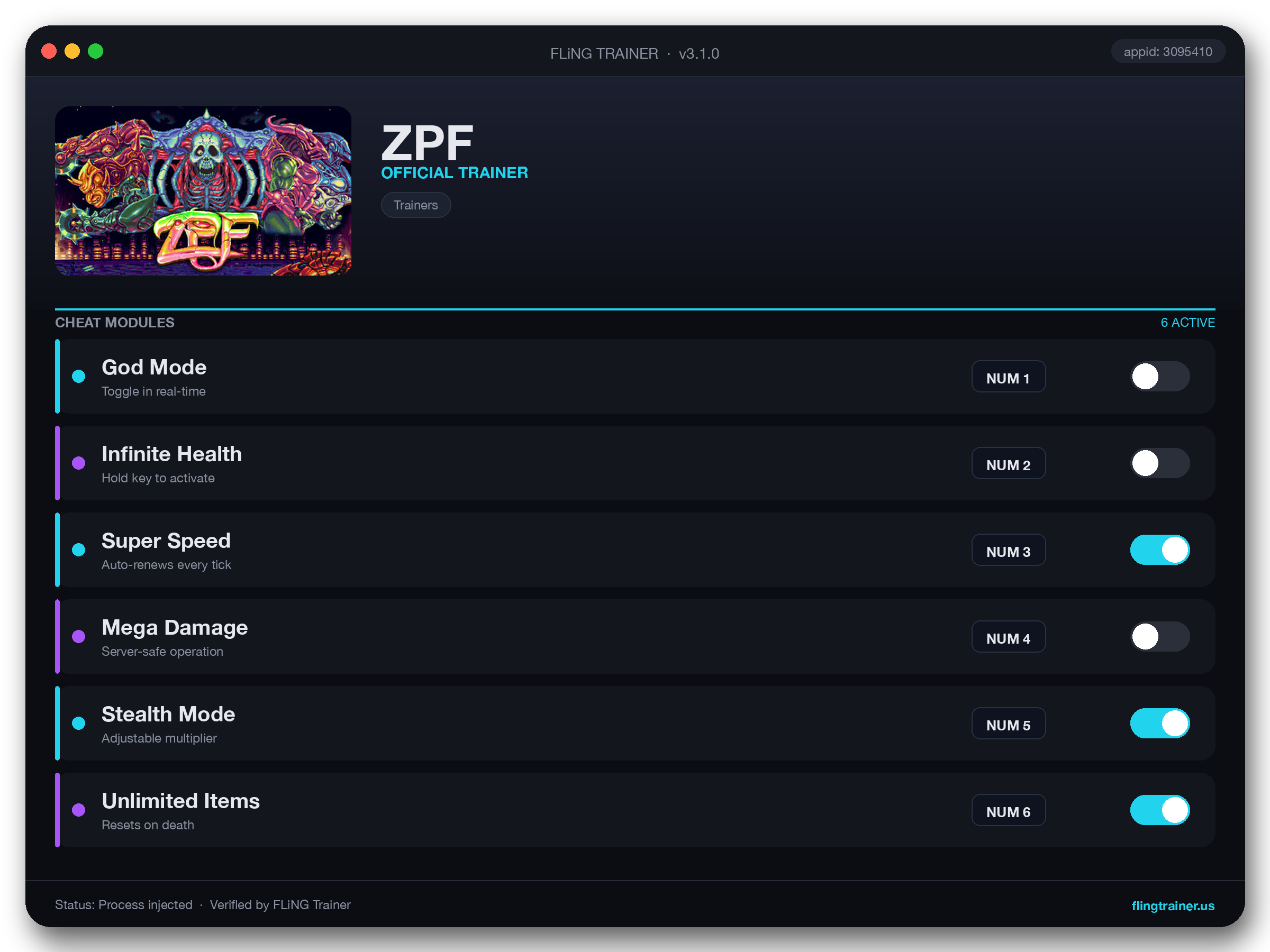 ZPF Trainer interface