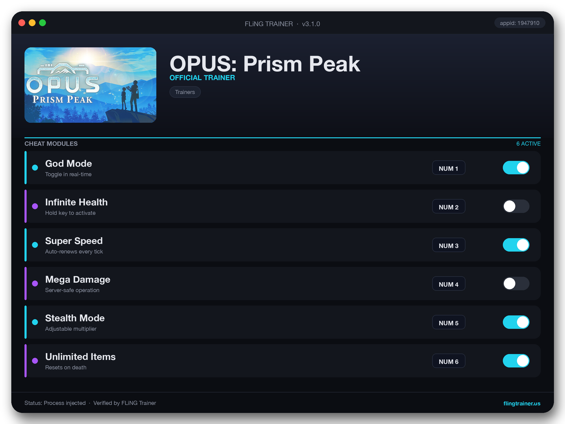 OPUS: Prism Peak Trainer interface