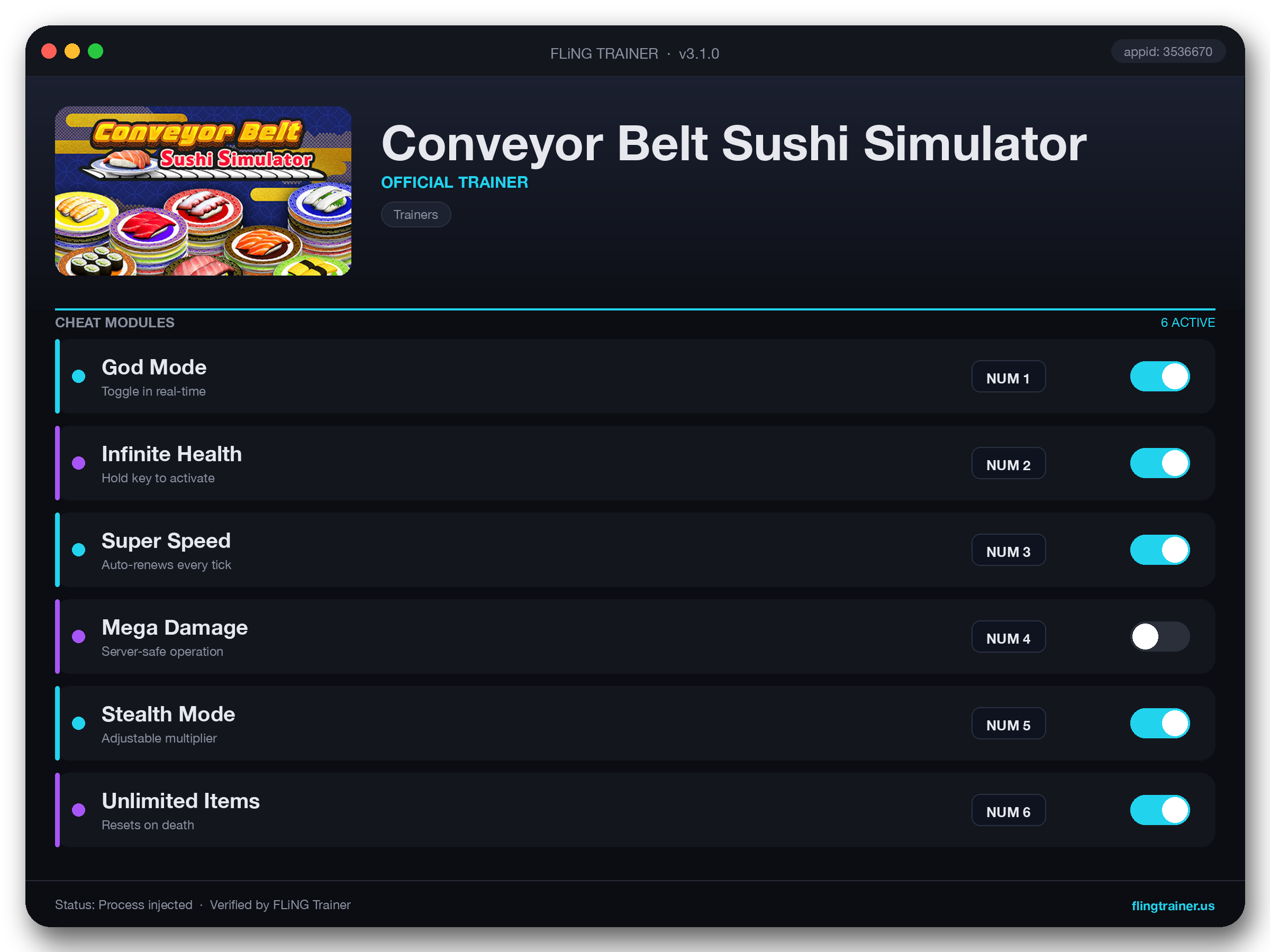 Conveyor Belt Sushi Simulator Trainer interface