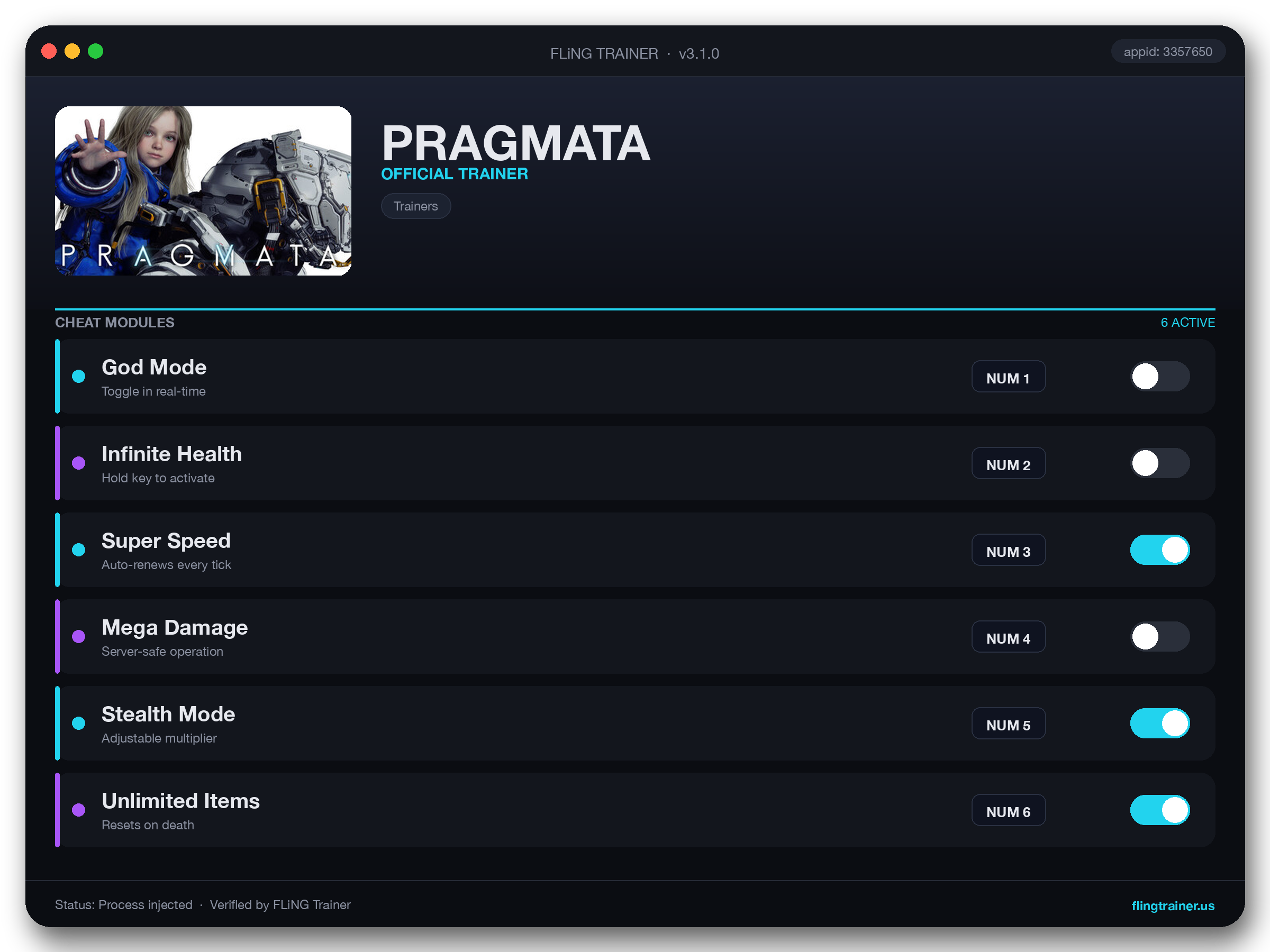 PRAGMATA Trainer interface