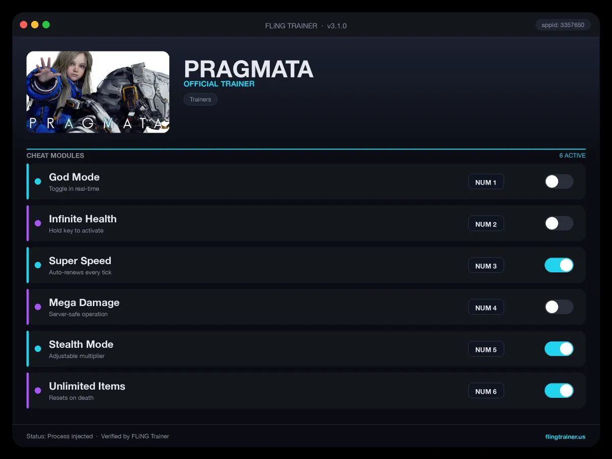 PRAGMATA Trainer interface