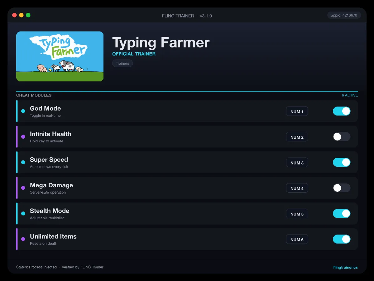 Typing Farmer Trainer interface