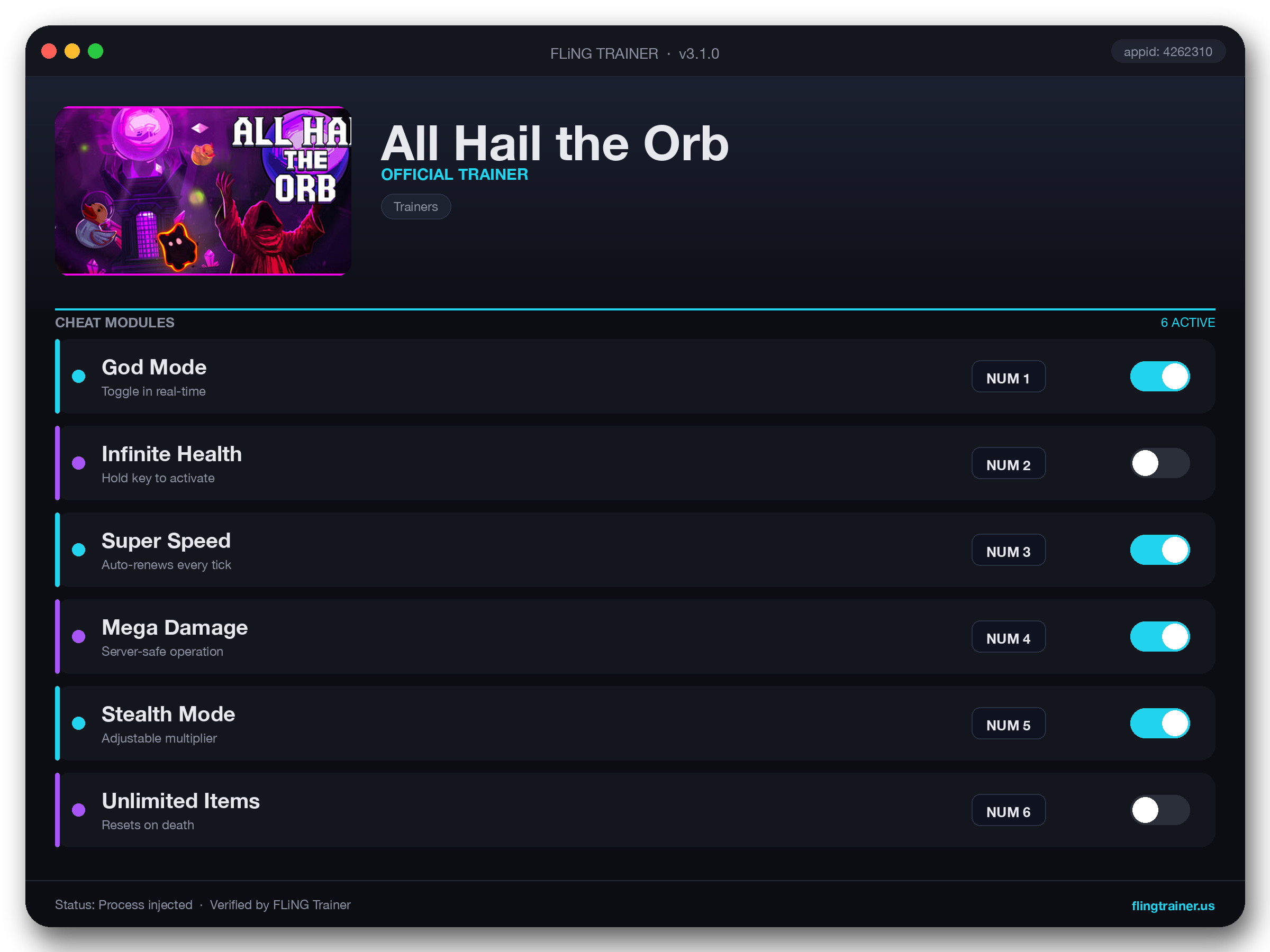 All Hail the Orb Trainer interface