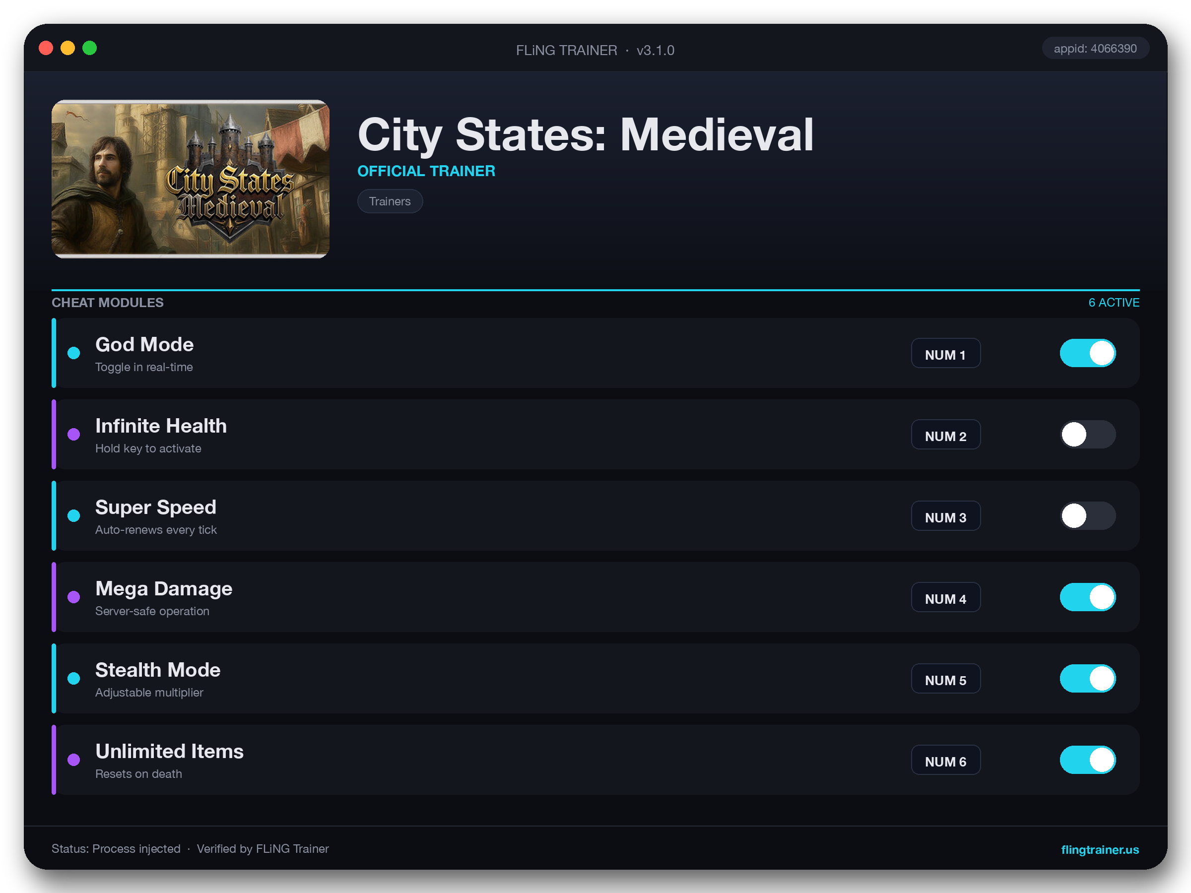 City States: Medieval Trainer interface