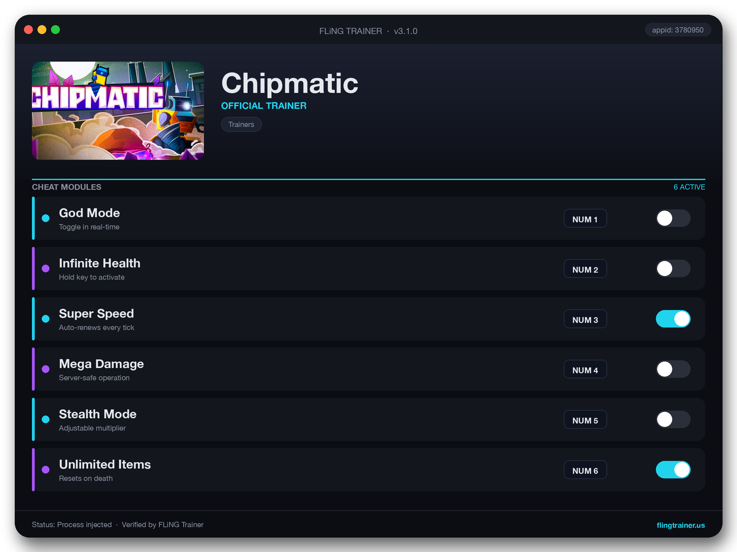 Chipmatic Trainer interface