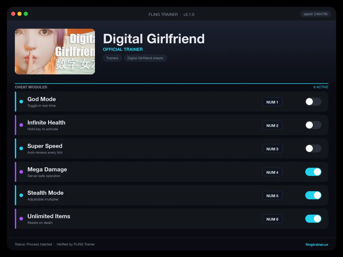 Digital Girlfriend Trainer interface