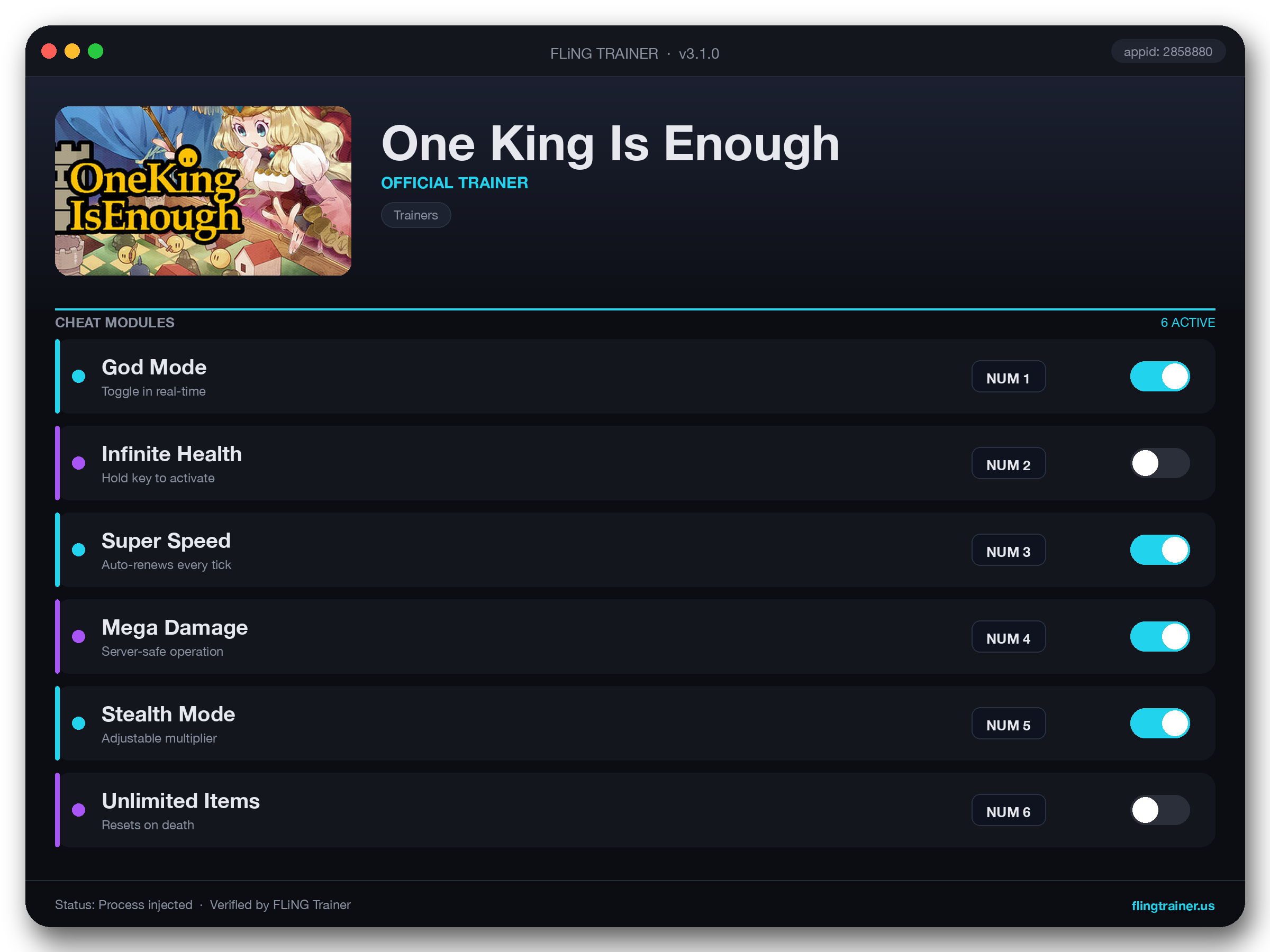 One King Is Enough Trainer interface
