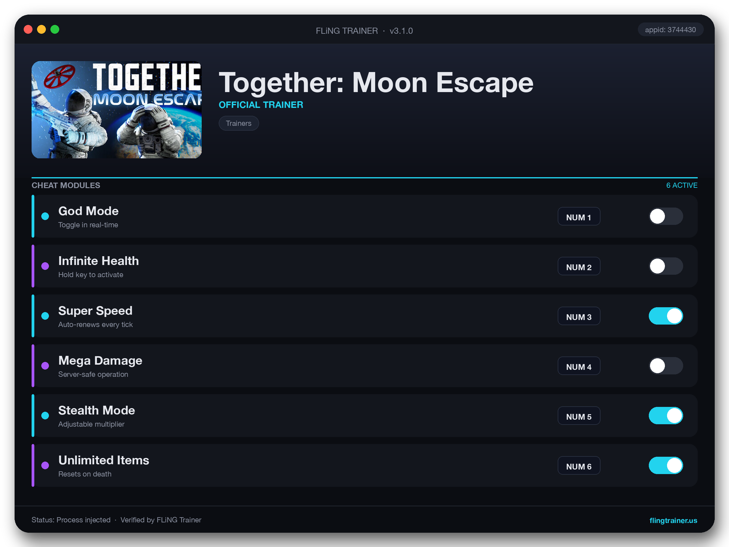 Together: Moon Escape Trainer interface