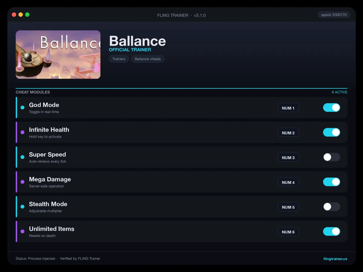 Ballance Trainer interface
