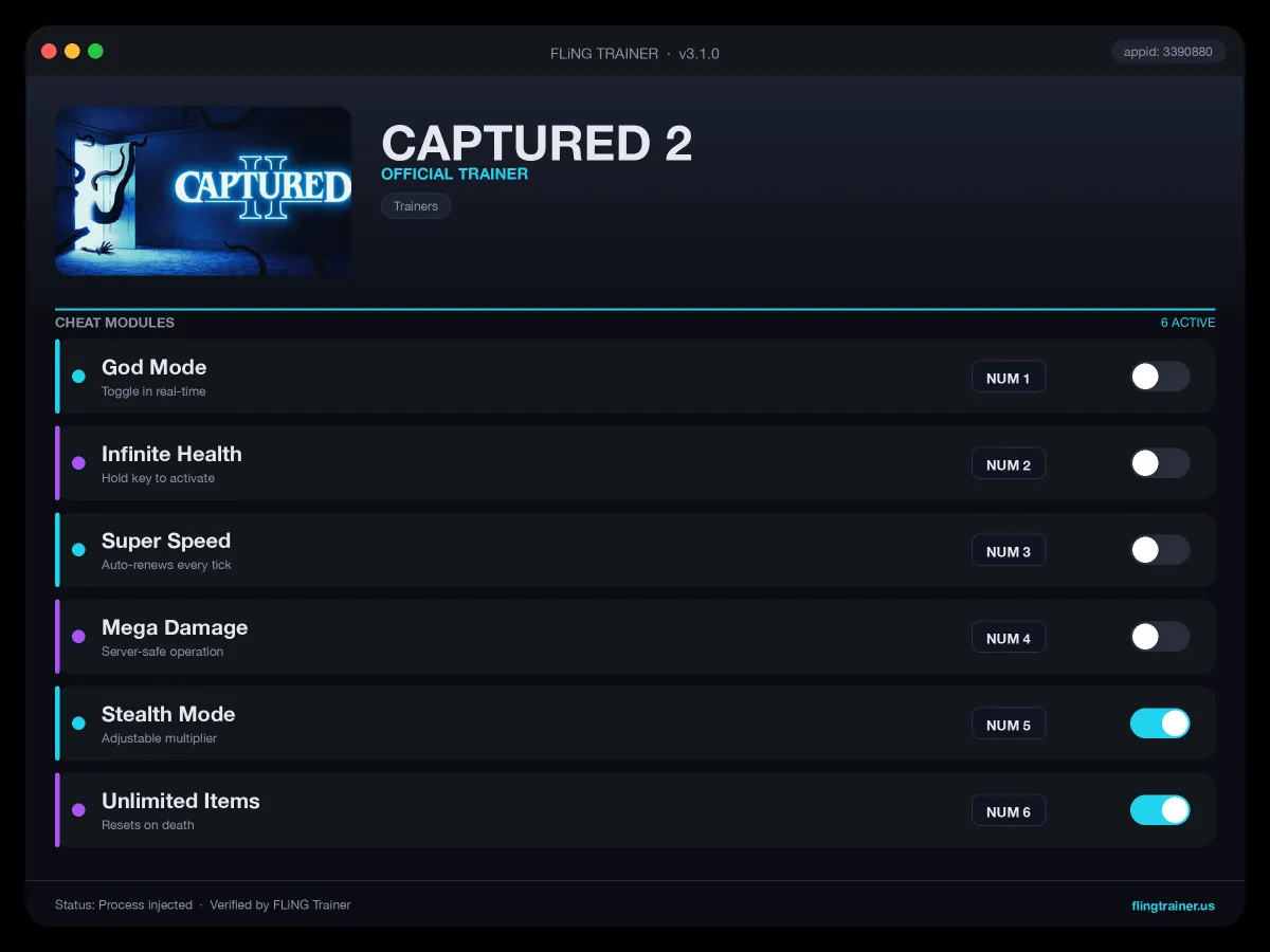 CAPTURED 2 Trainer interface