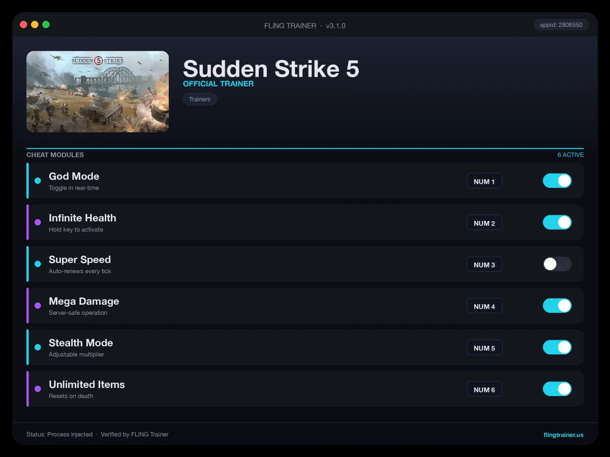 Sudden Strike 5 Trainer interface