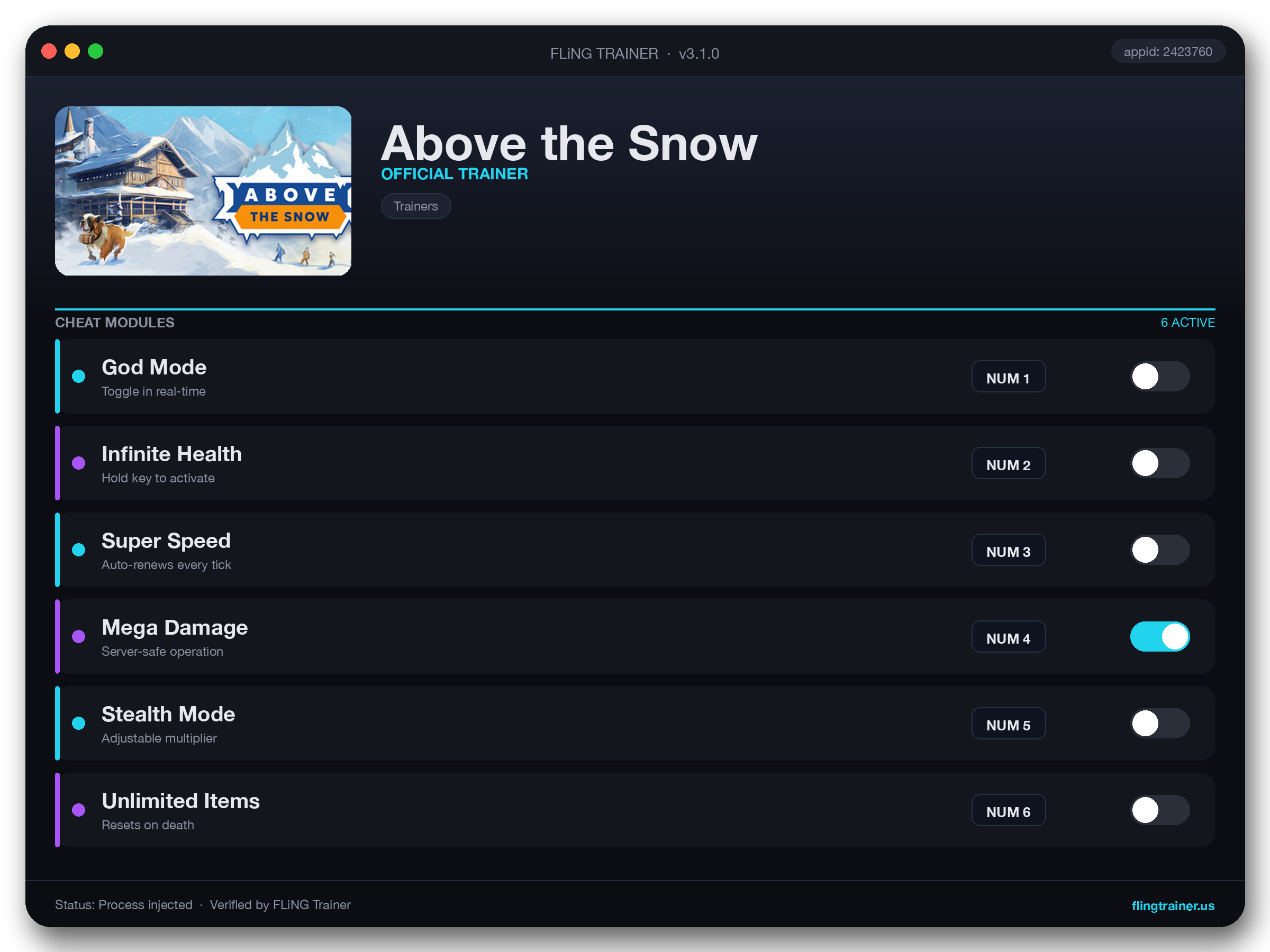 Above the Snow Trainer interface