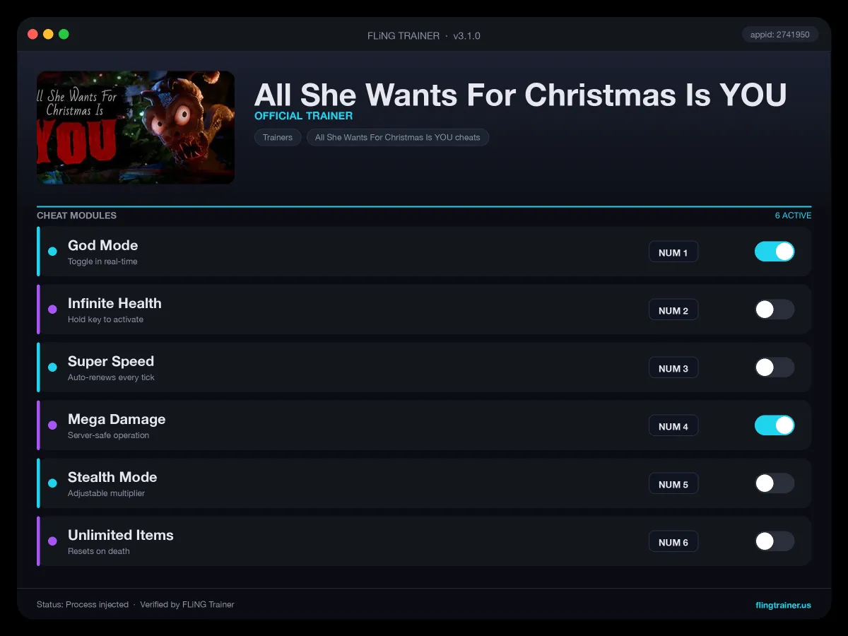 All She Wants For Christmas Is YOU Trainer interface