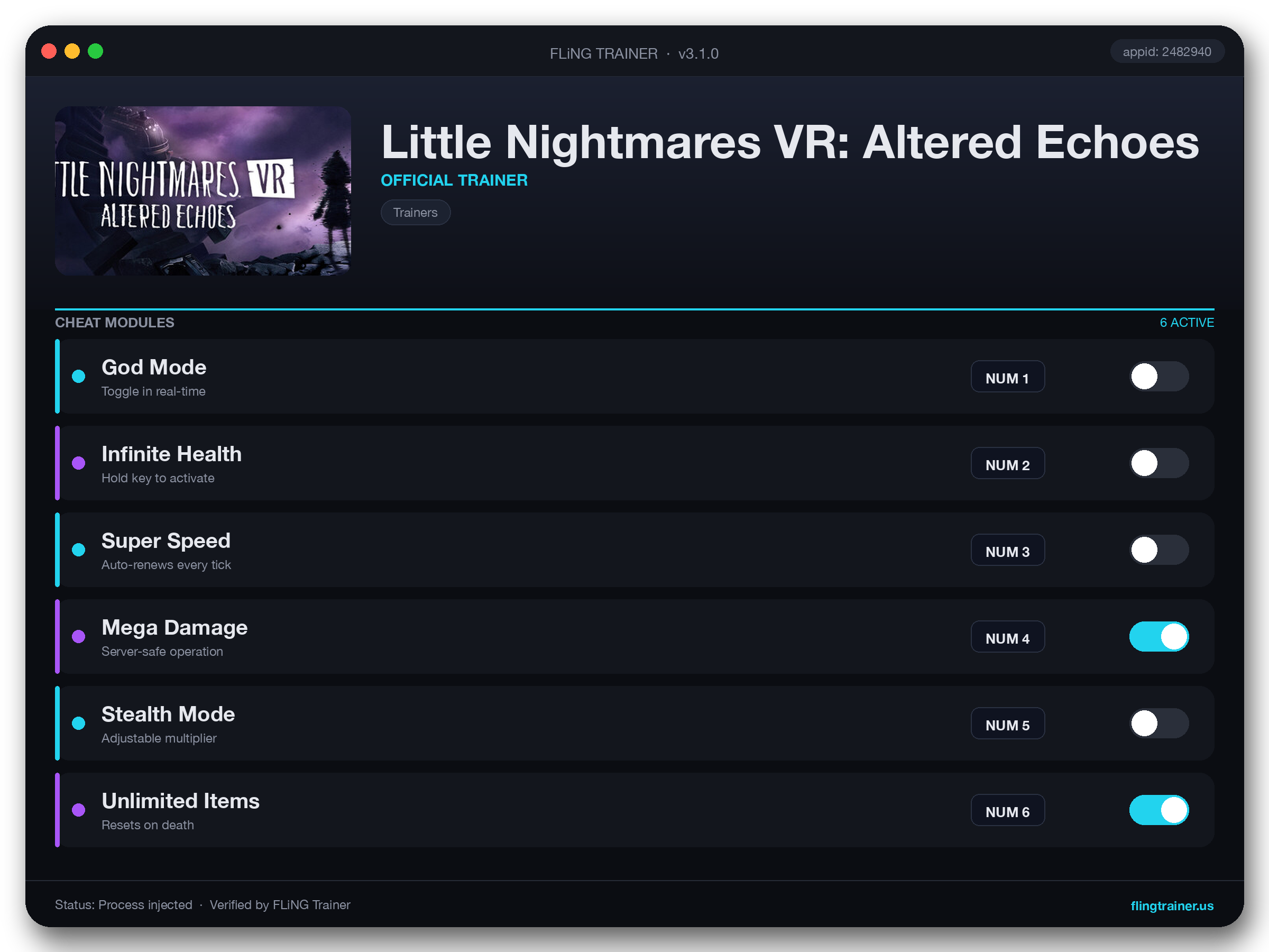 Little Nightmares VR: Altered Echoes Trainer interface