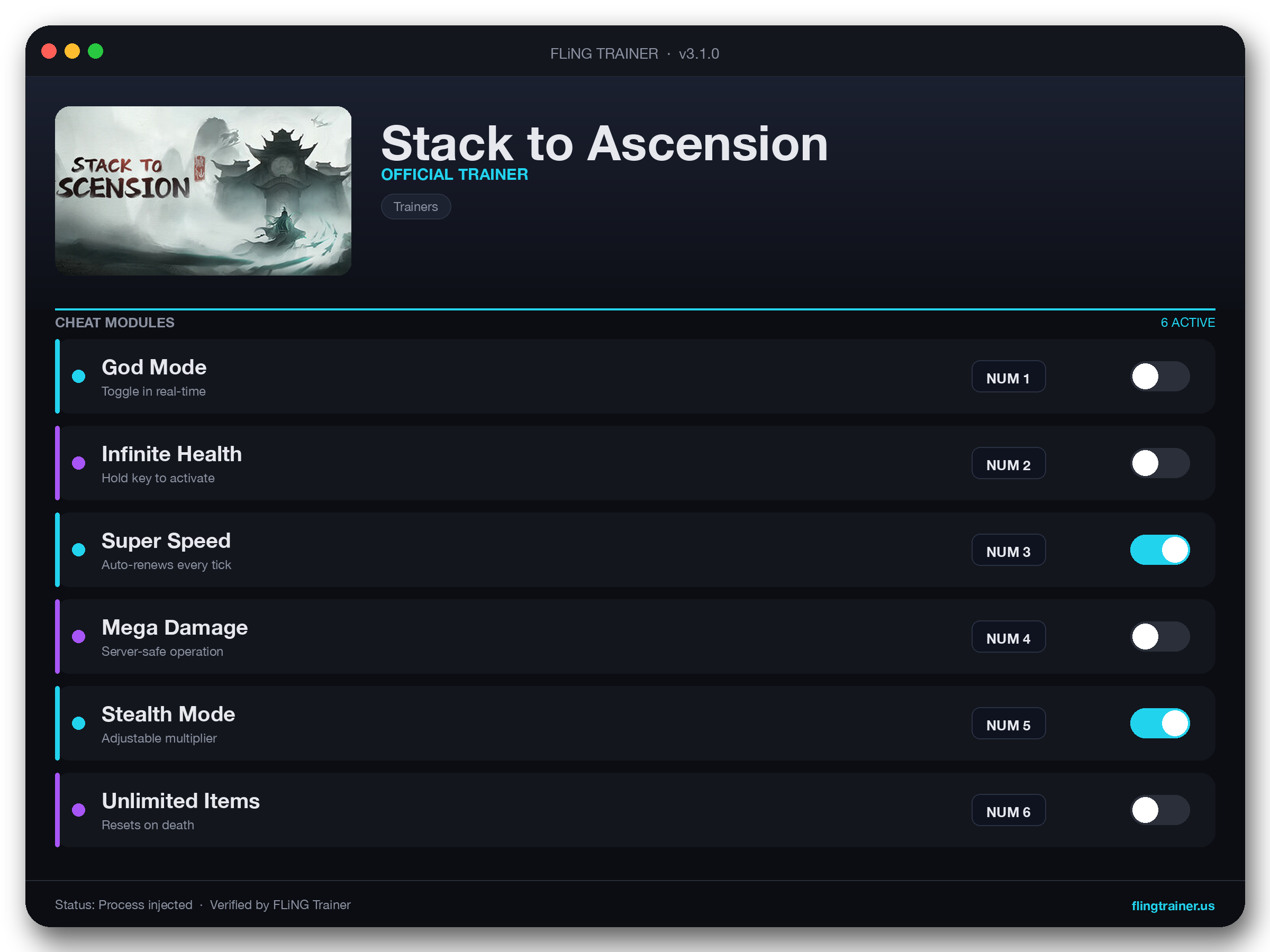 Stack to Ascension Trainer interface