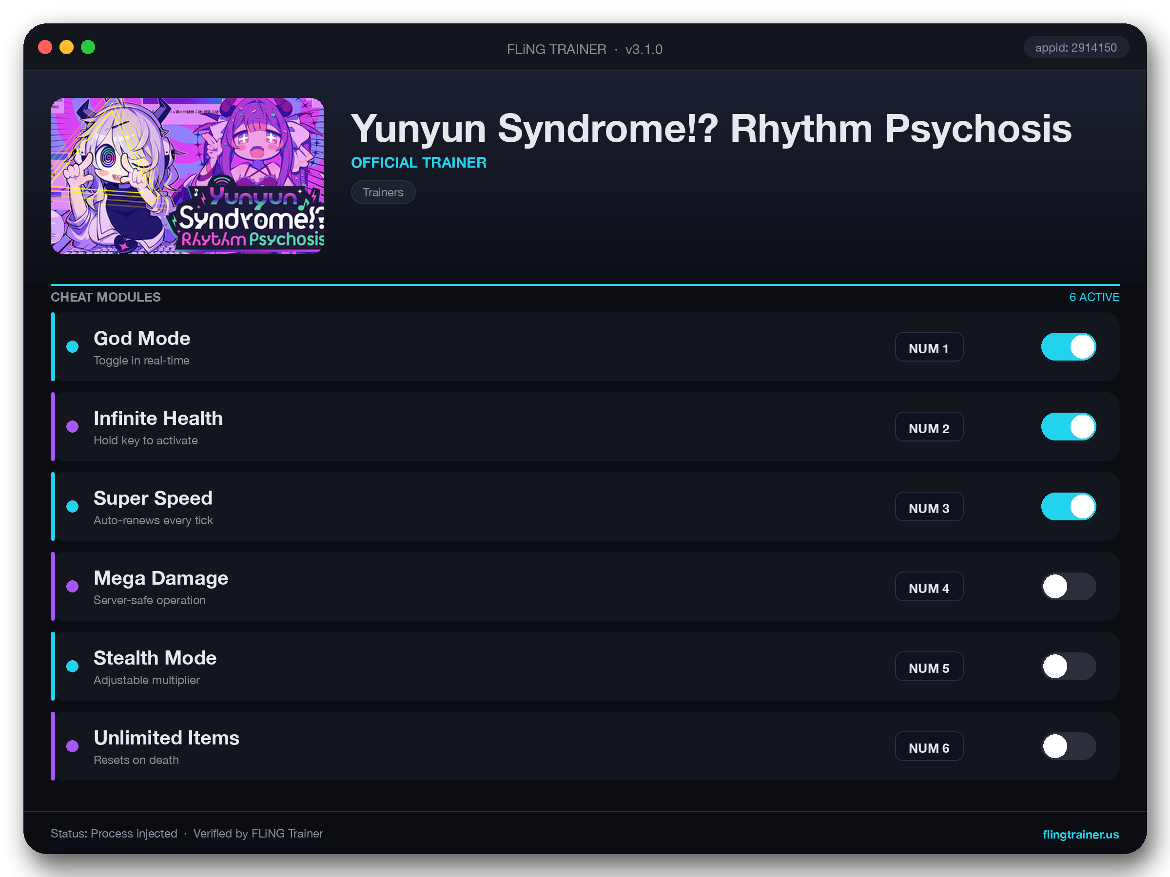 Yunyun Syndrome!? Rhythm Psychosis Trainer interface